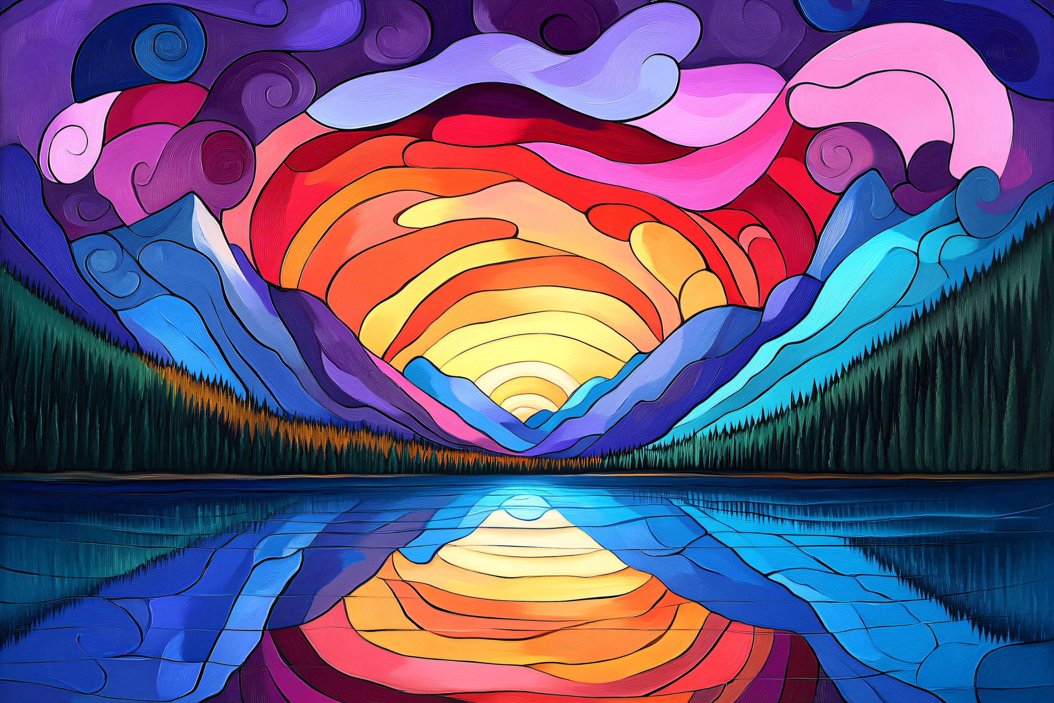 Serene Mountain Sunset Reflection