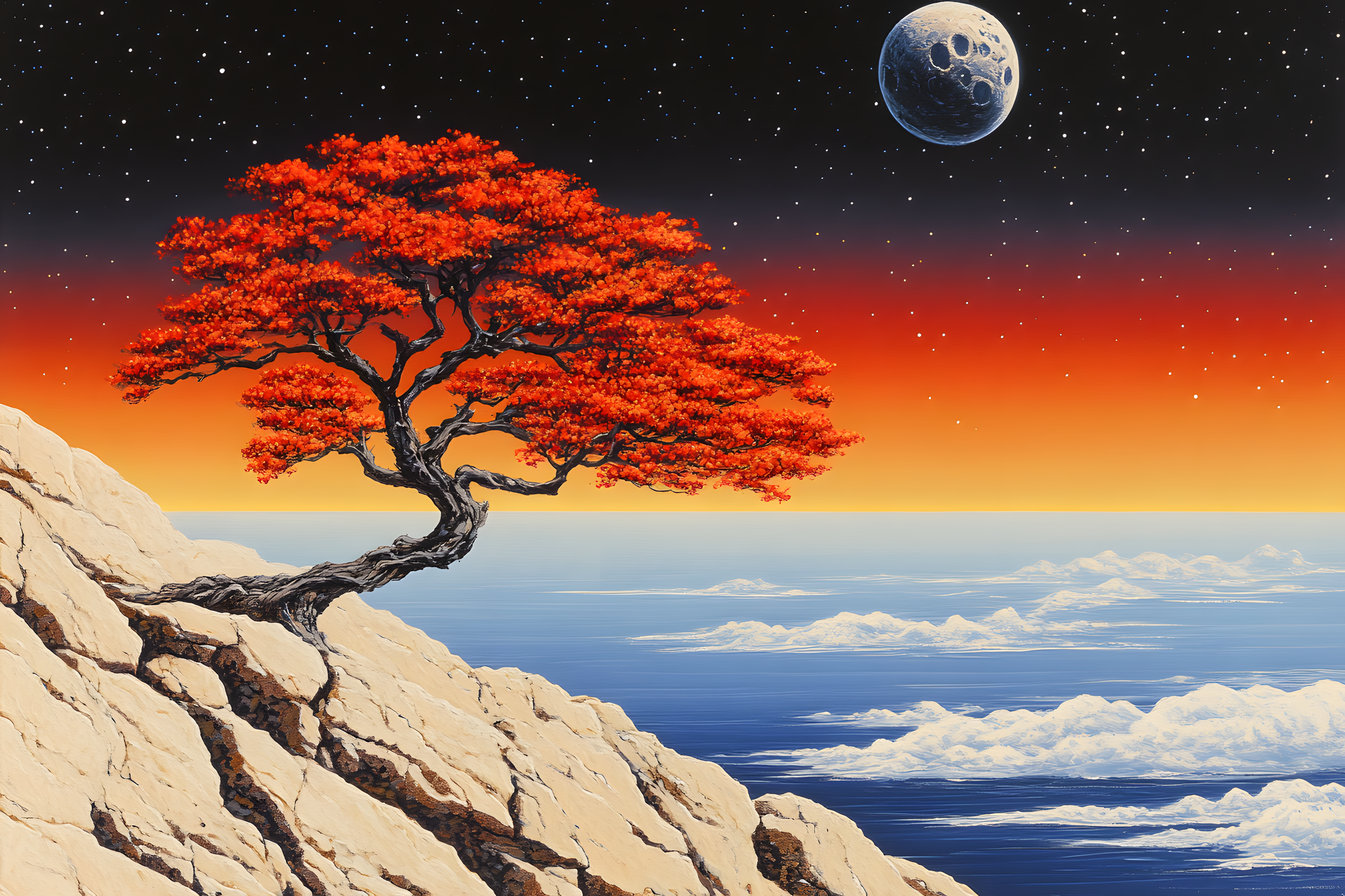 Serene Night Tree