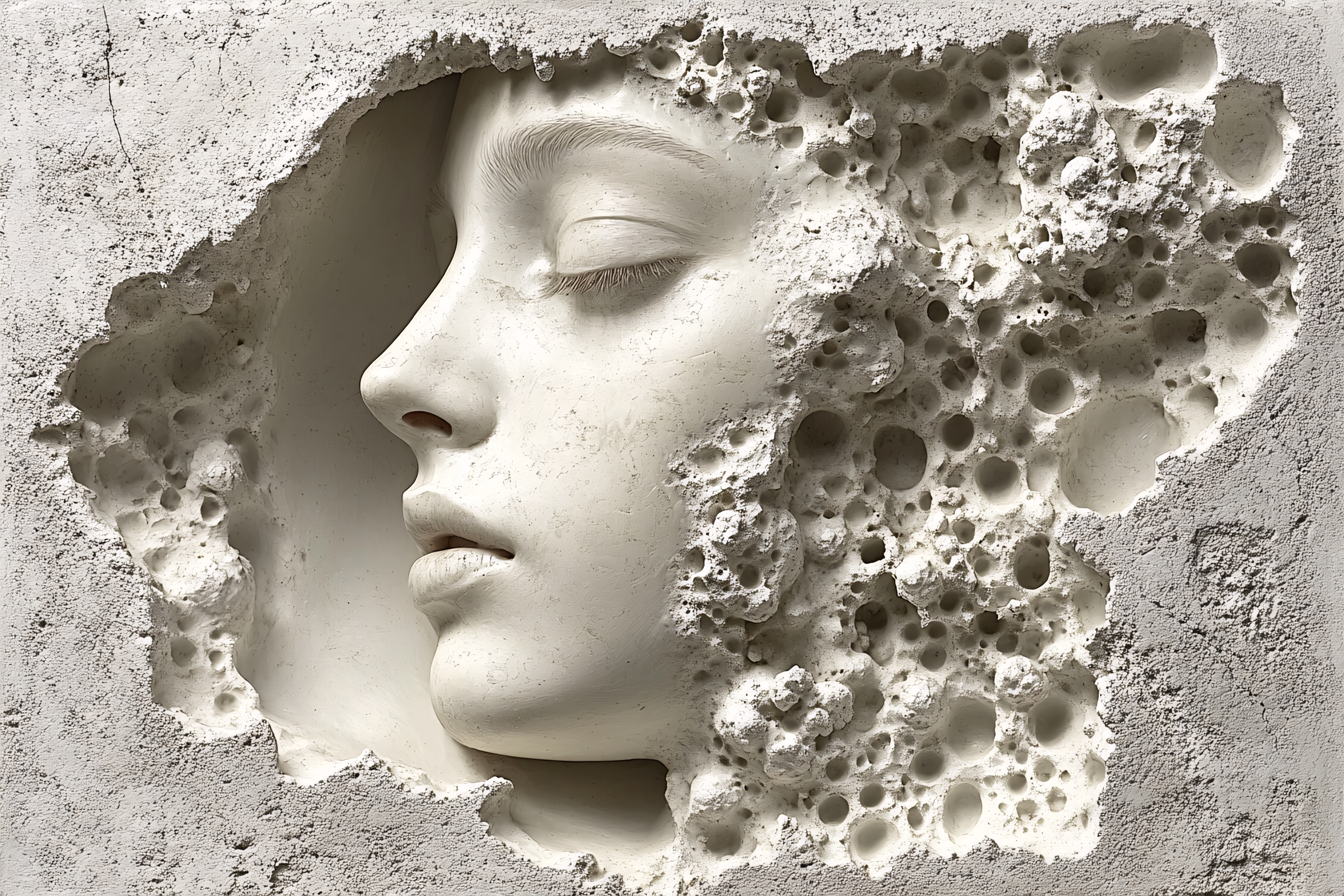 Serene Stone Woman Profile Sculpture