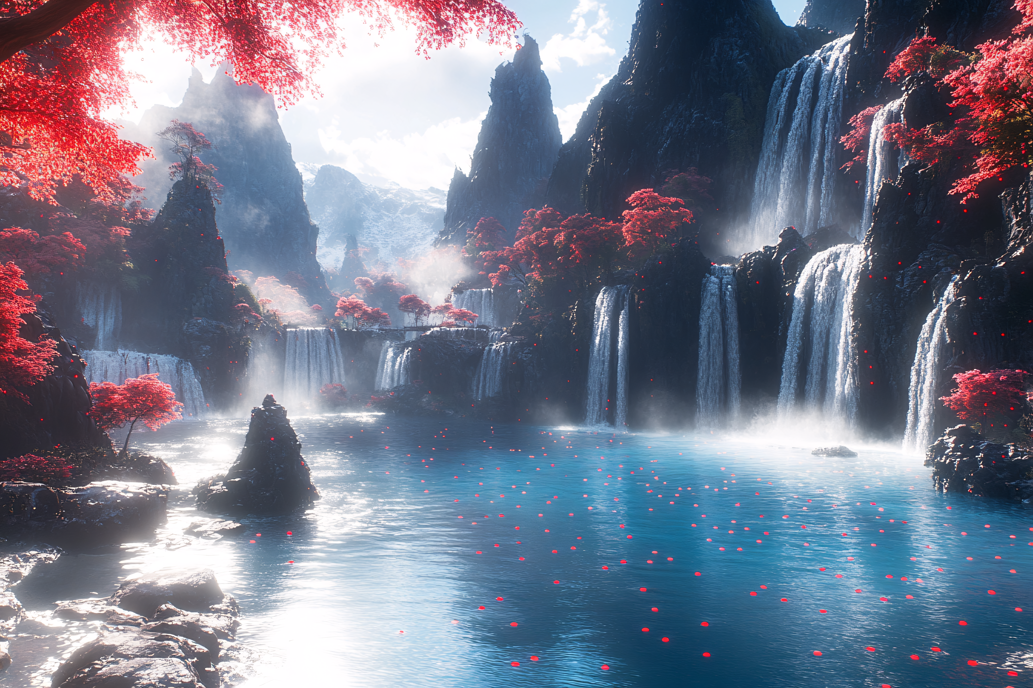 Serene Waterfall Landscape
