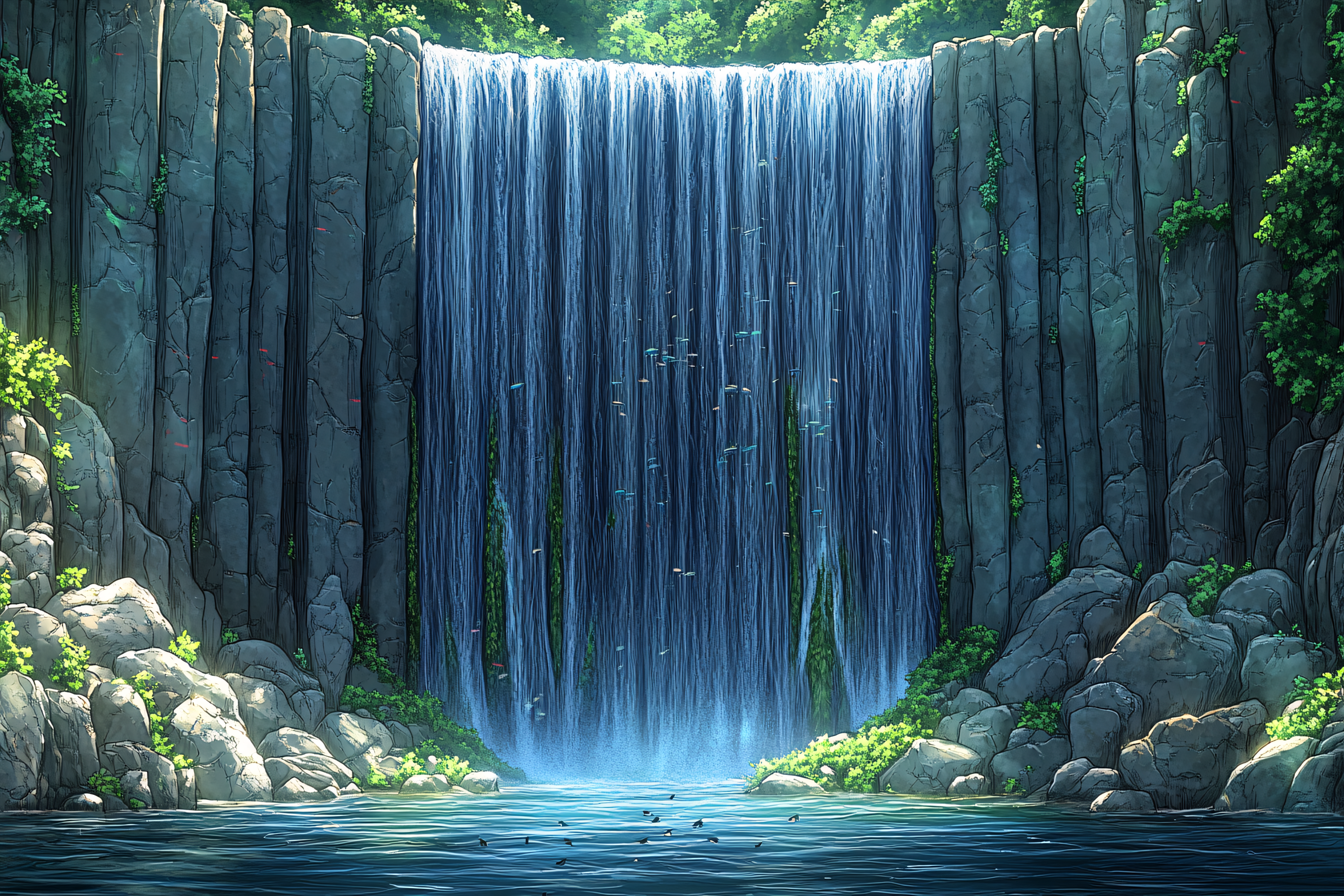 Serene Waterfall Vista
