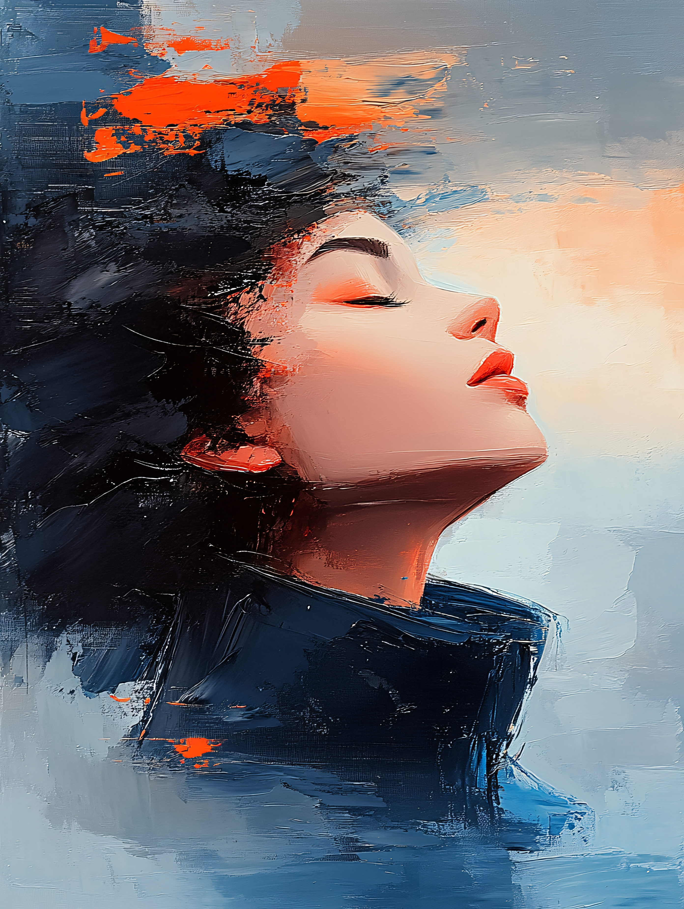Serene Woman In Abstract Style