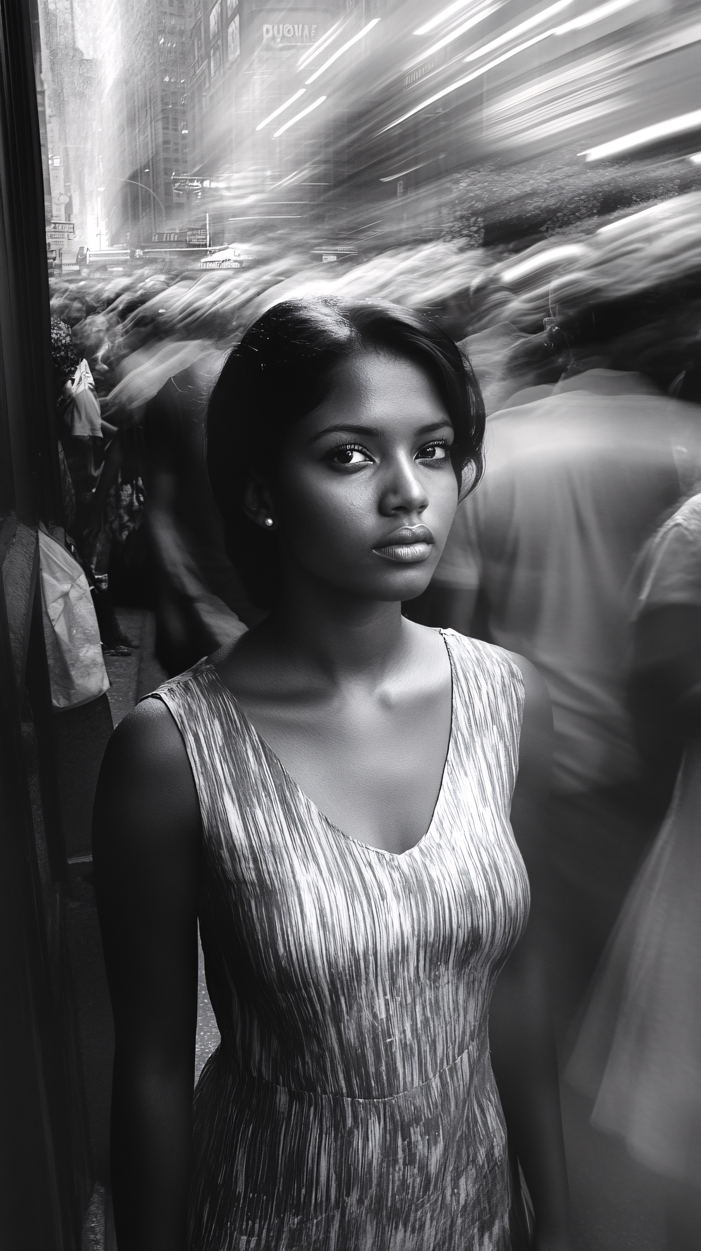 Serene Woman In City Blur