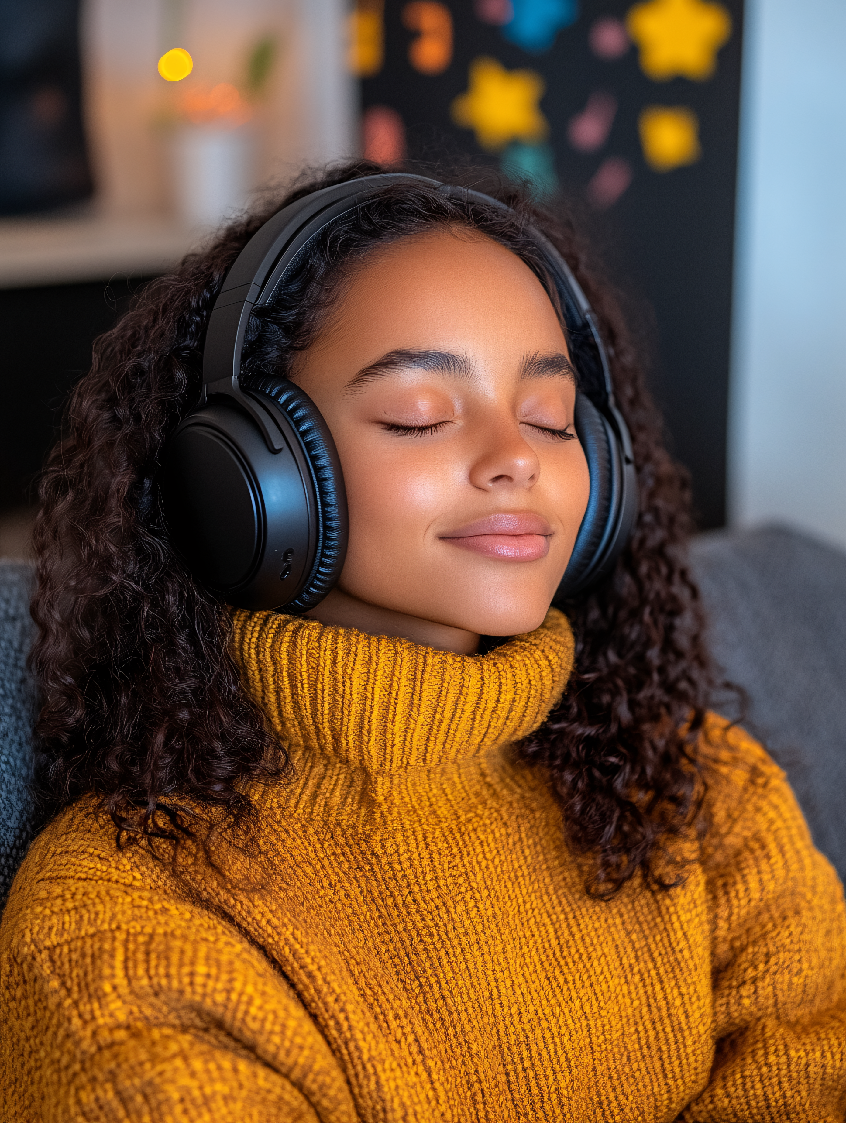 Serene Woman Listening to Music