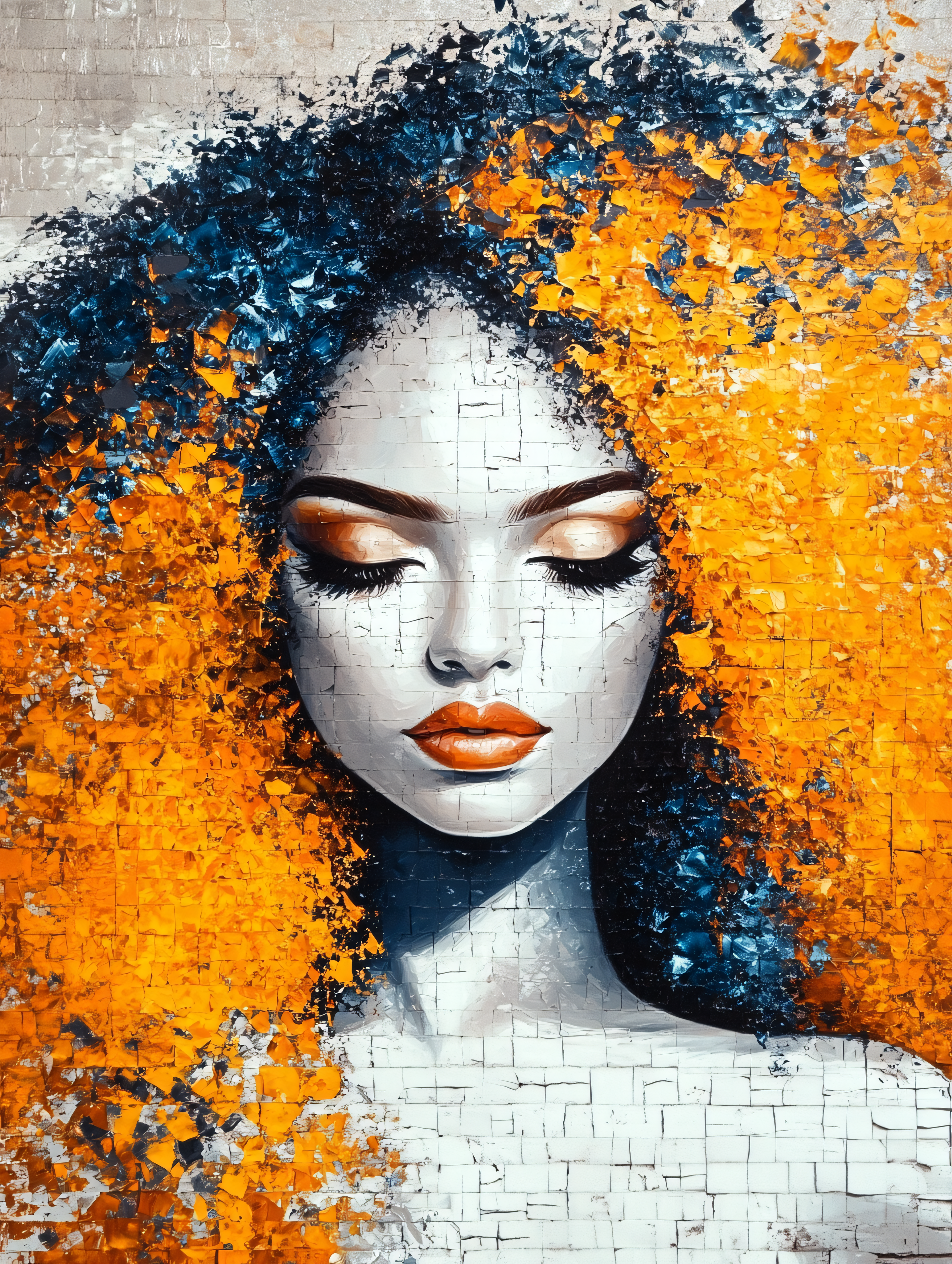 Serene Woman with Abstract Hair
