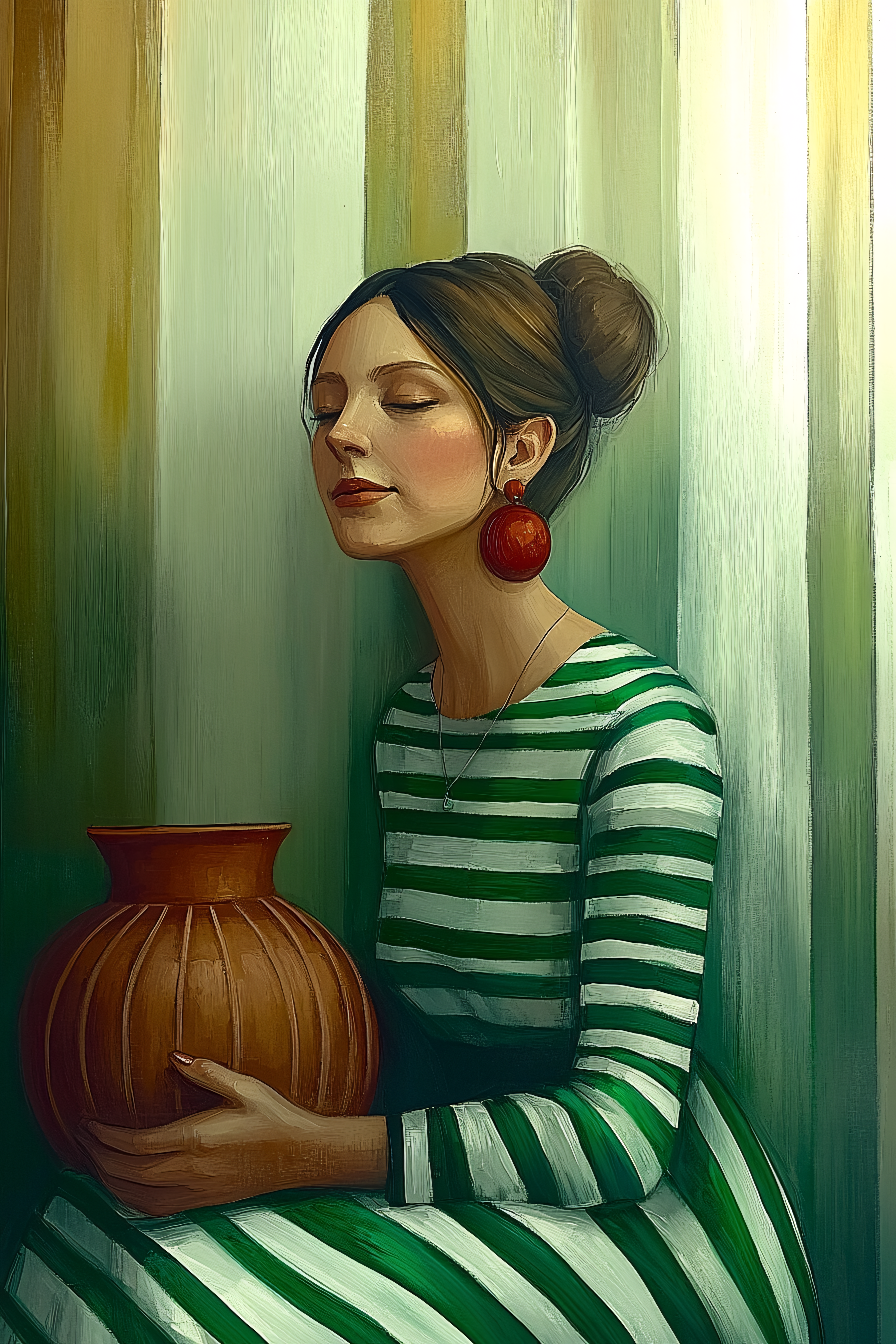 Serene Woman with Earthenware Pot