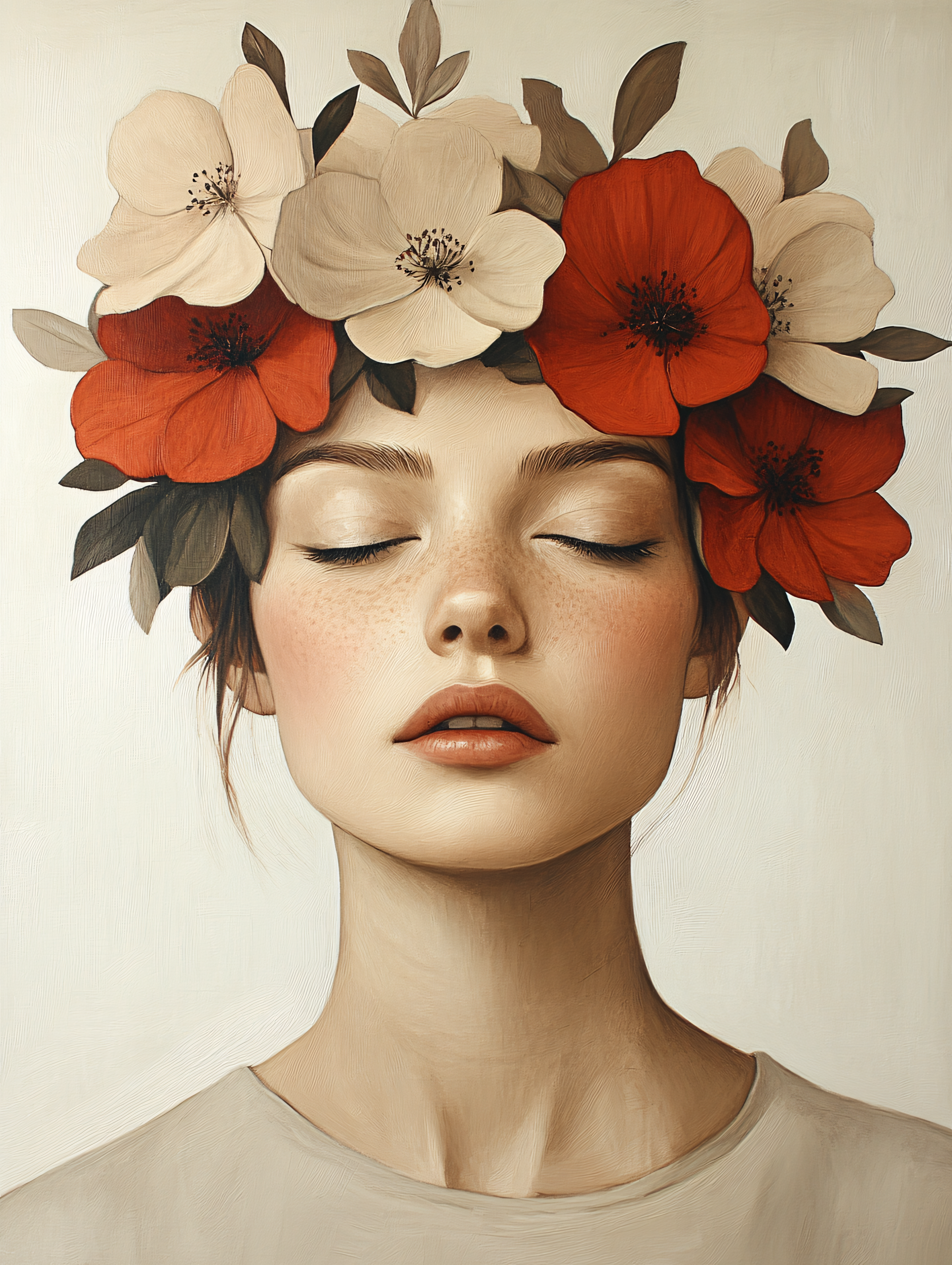 Serene Woman with Floral Crown