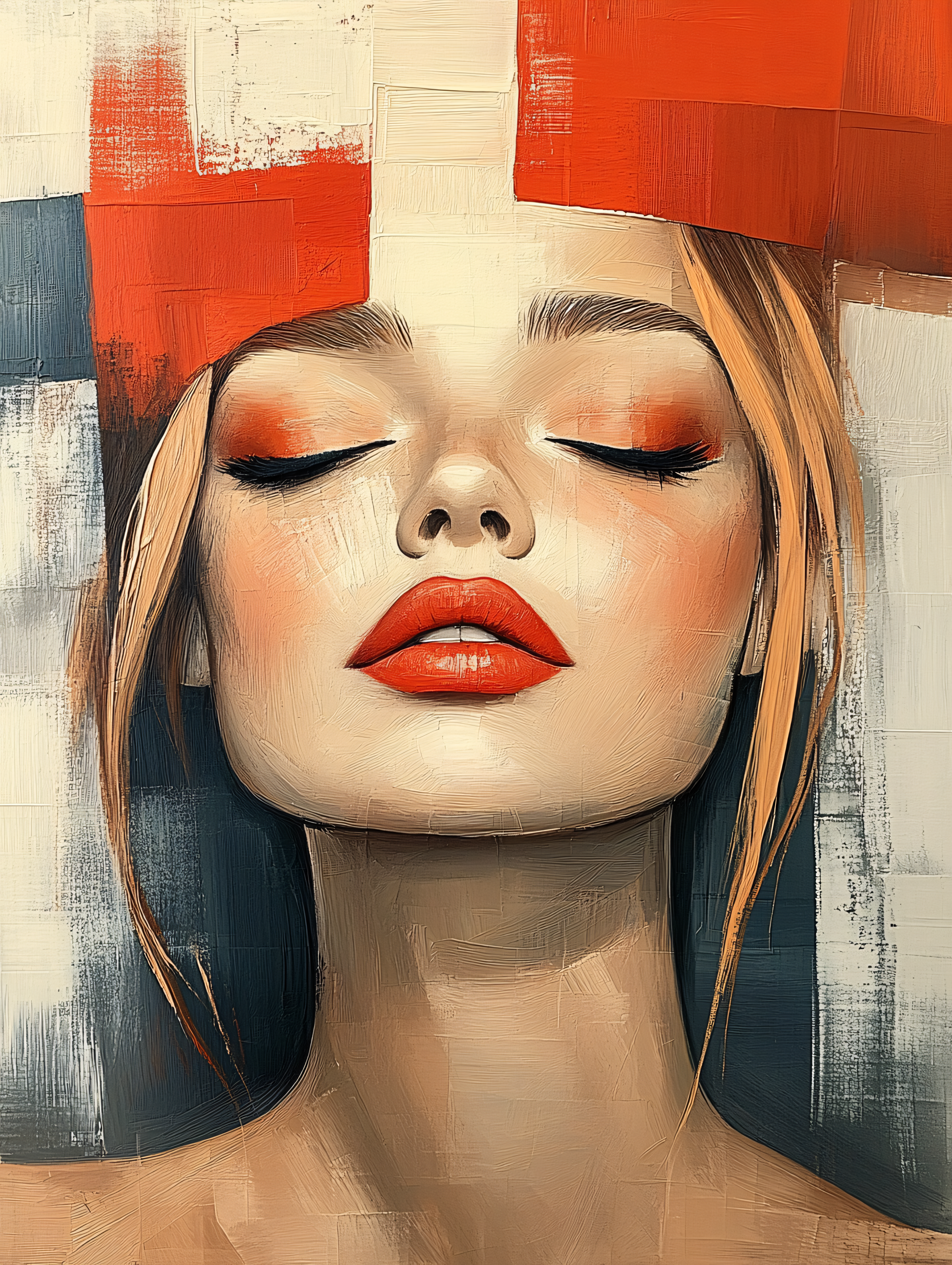 Serene Woman with Red Headwear