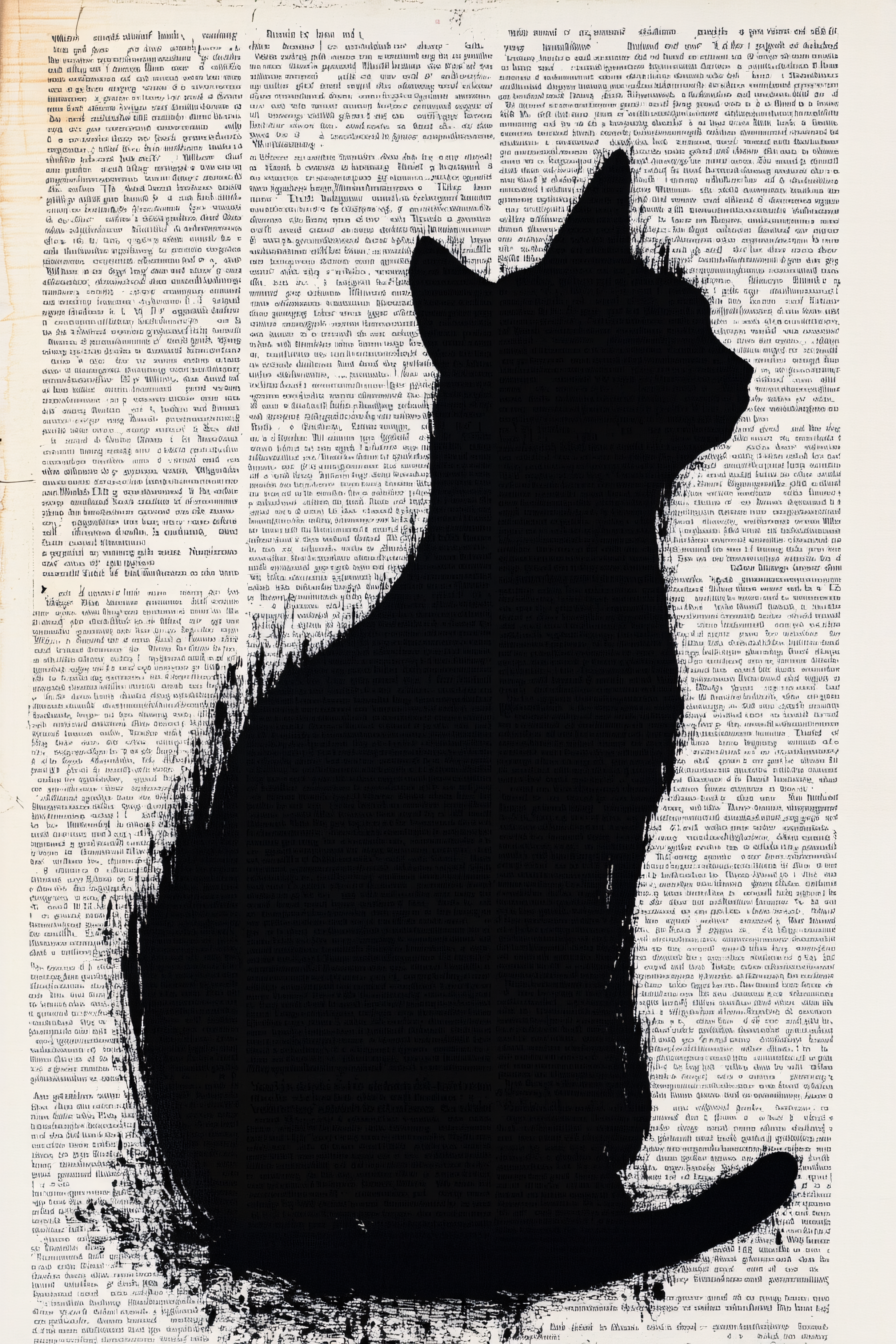 Shadow Cat on Old Paper