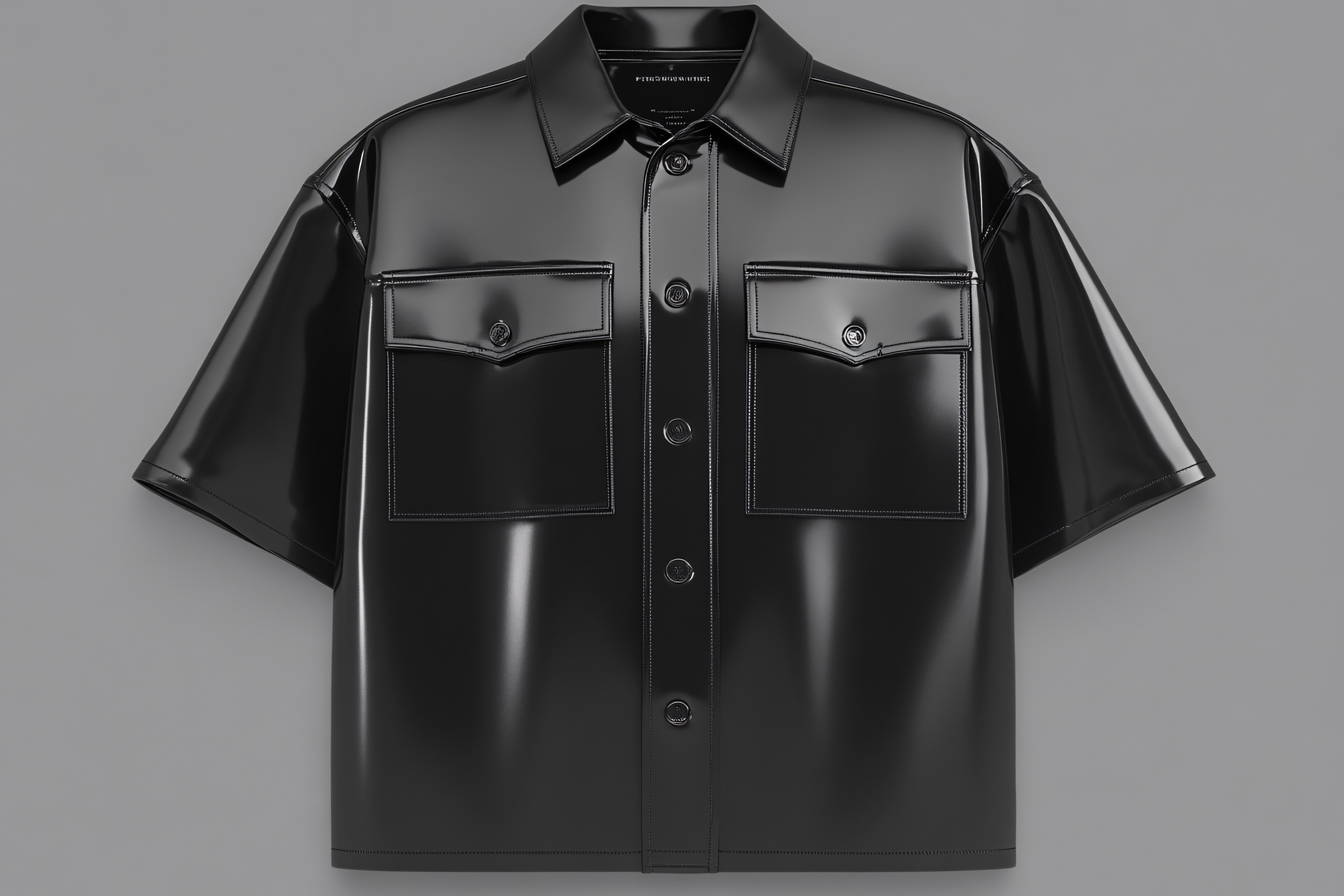 Shiny Black Short Sleeve Shirt