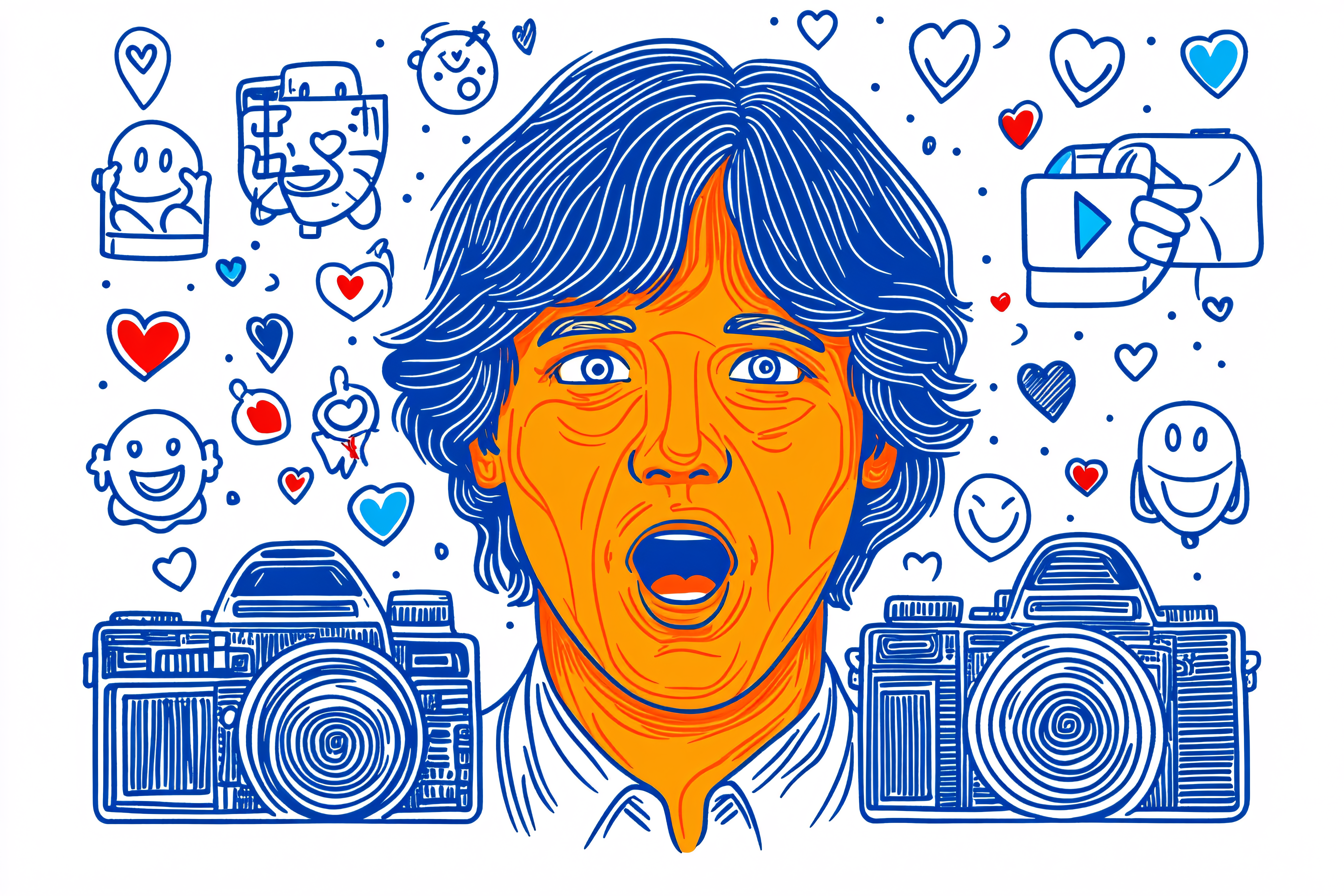 Shocked Face with Cameras and Hearts