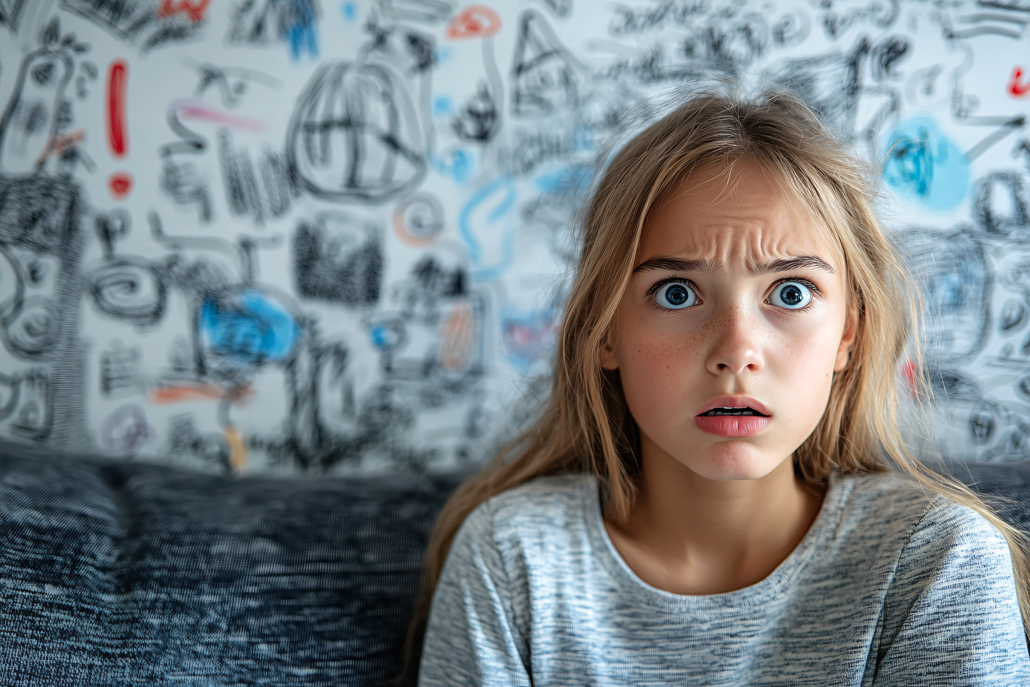 Shocked Young Girl with Wide Eyes