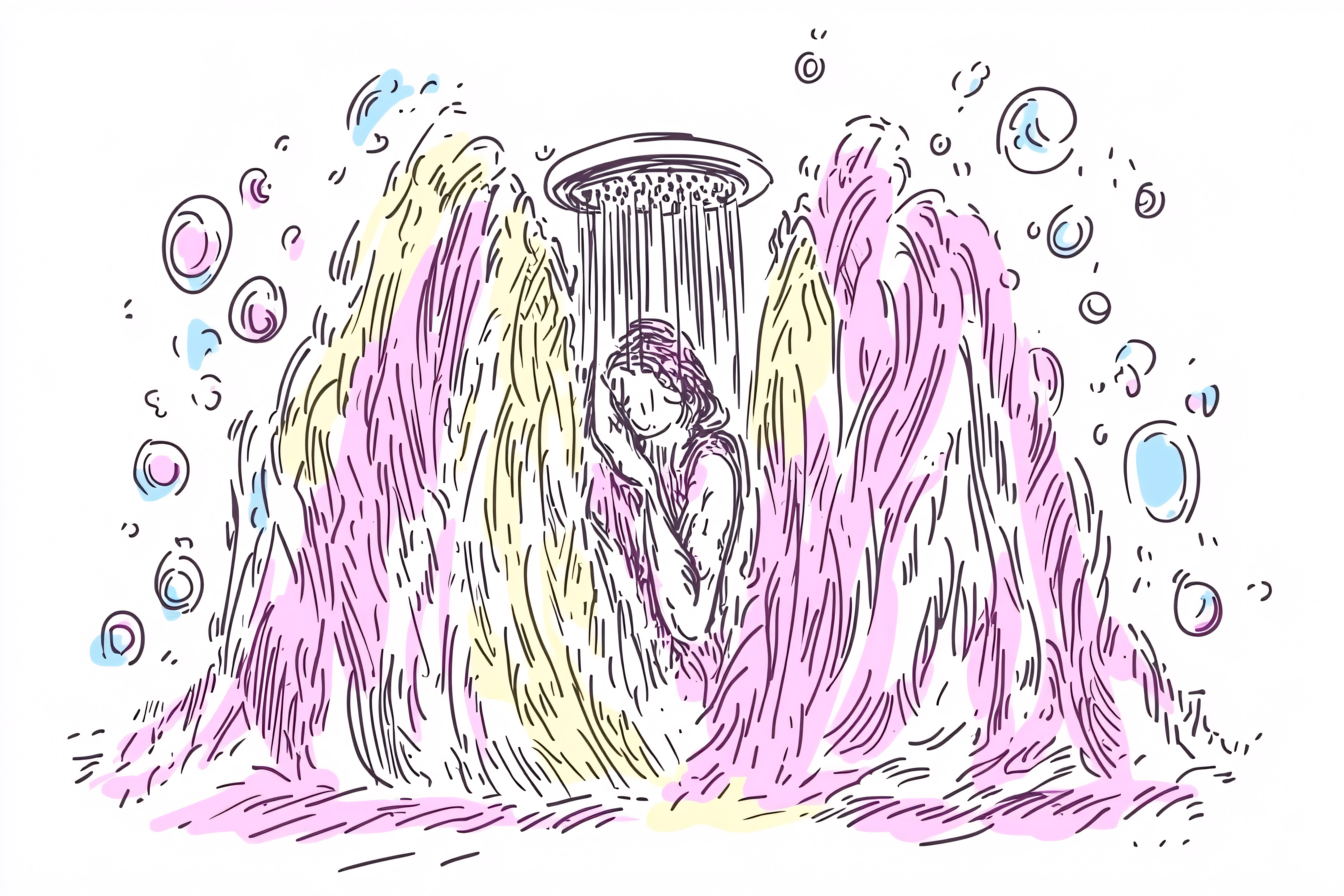 Showering in a Colorful Artistic Wash