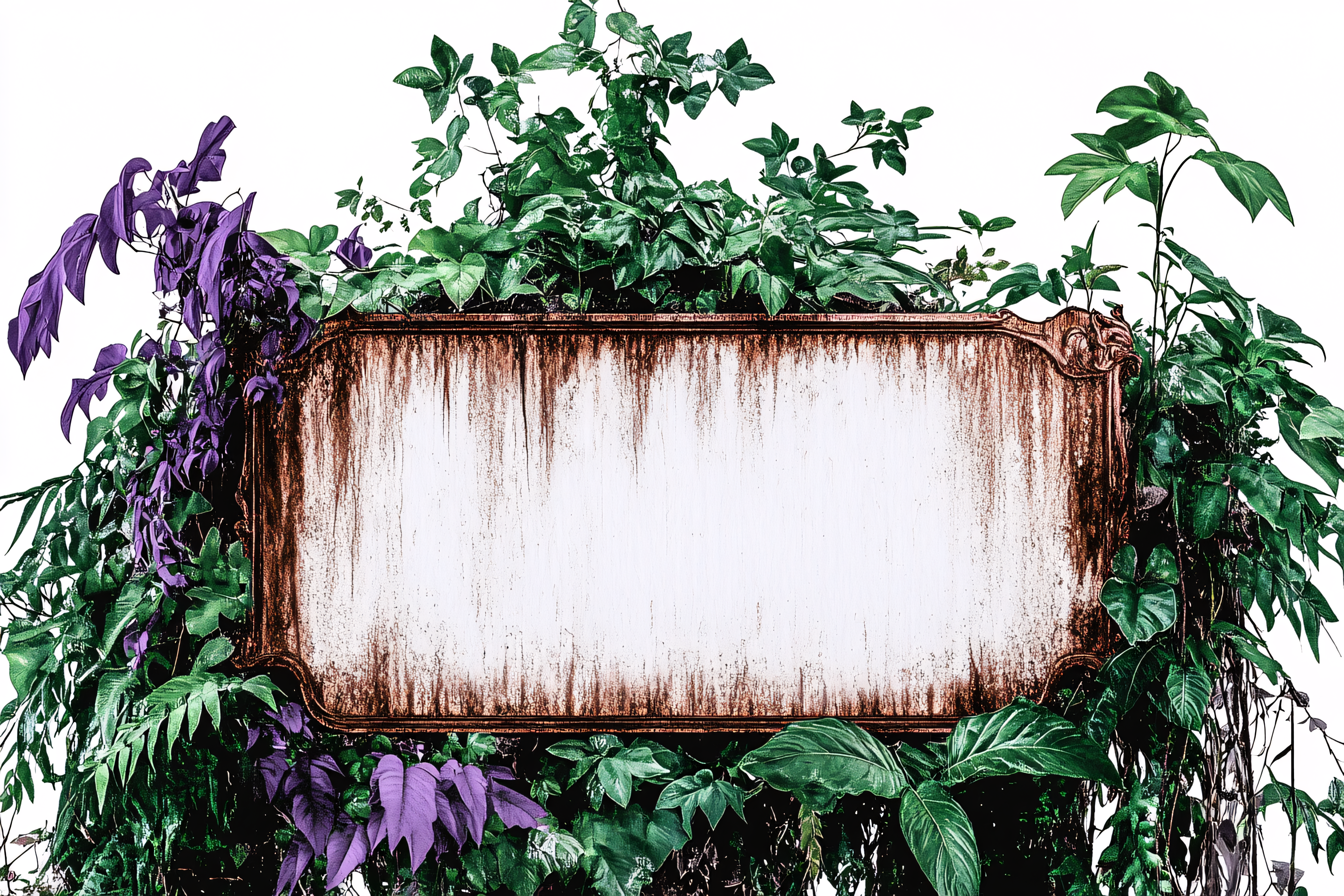Signboard Adorned with Lush Foliage