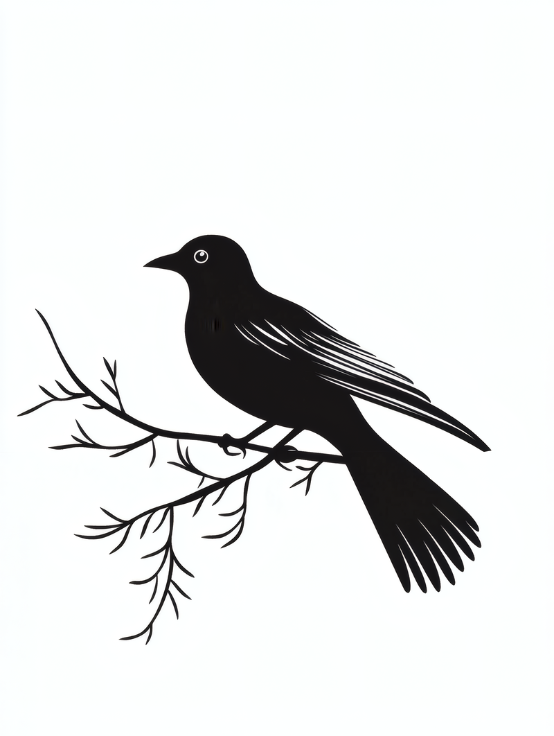 Silhouette Bird on Branch