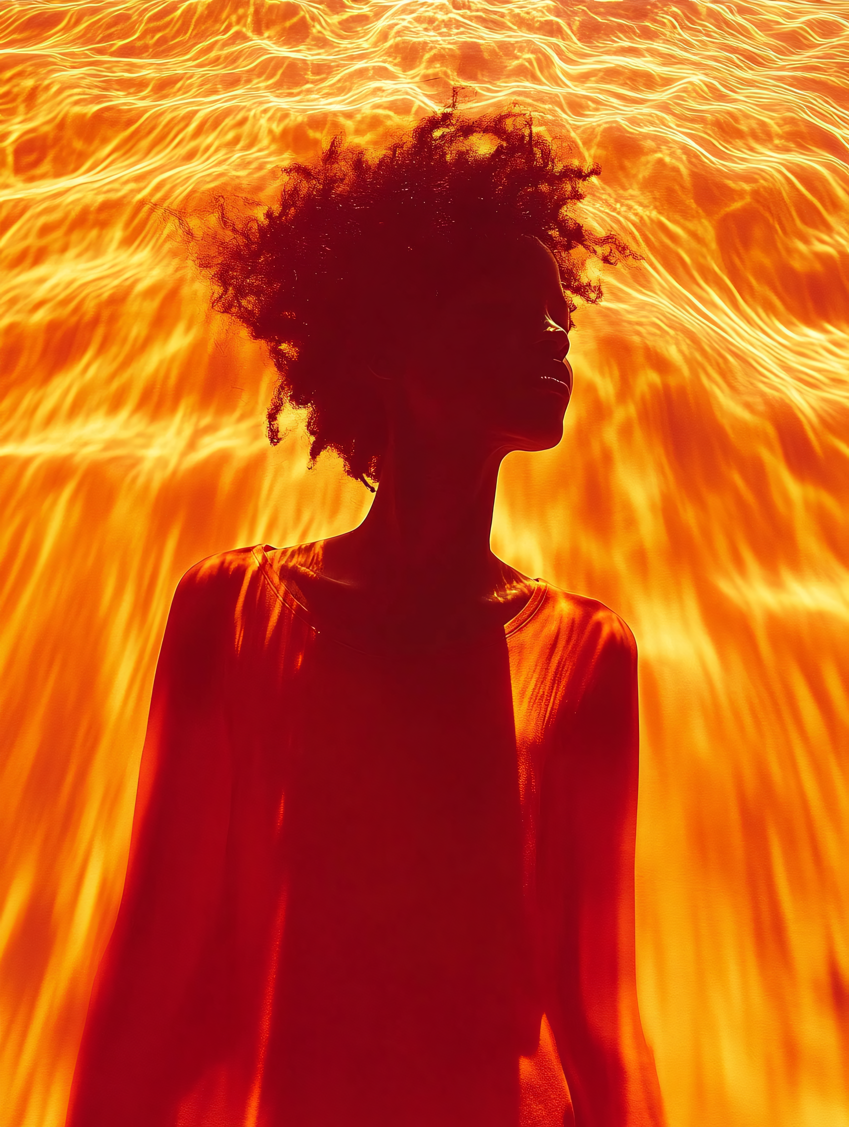 Silhouette In Orange Light