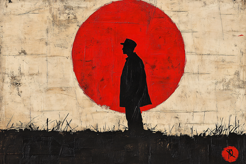 Silhouette Of A Man Against Red Sun