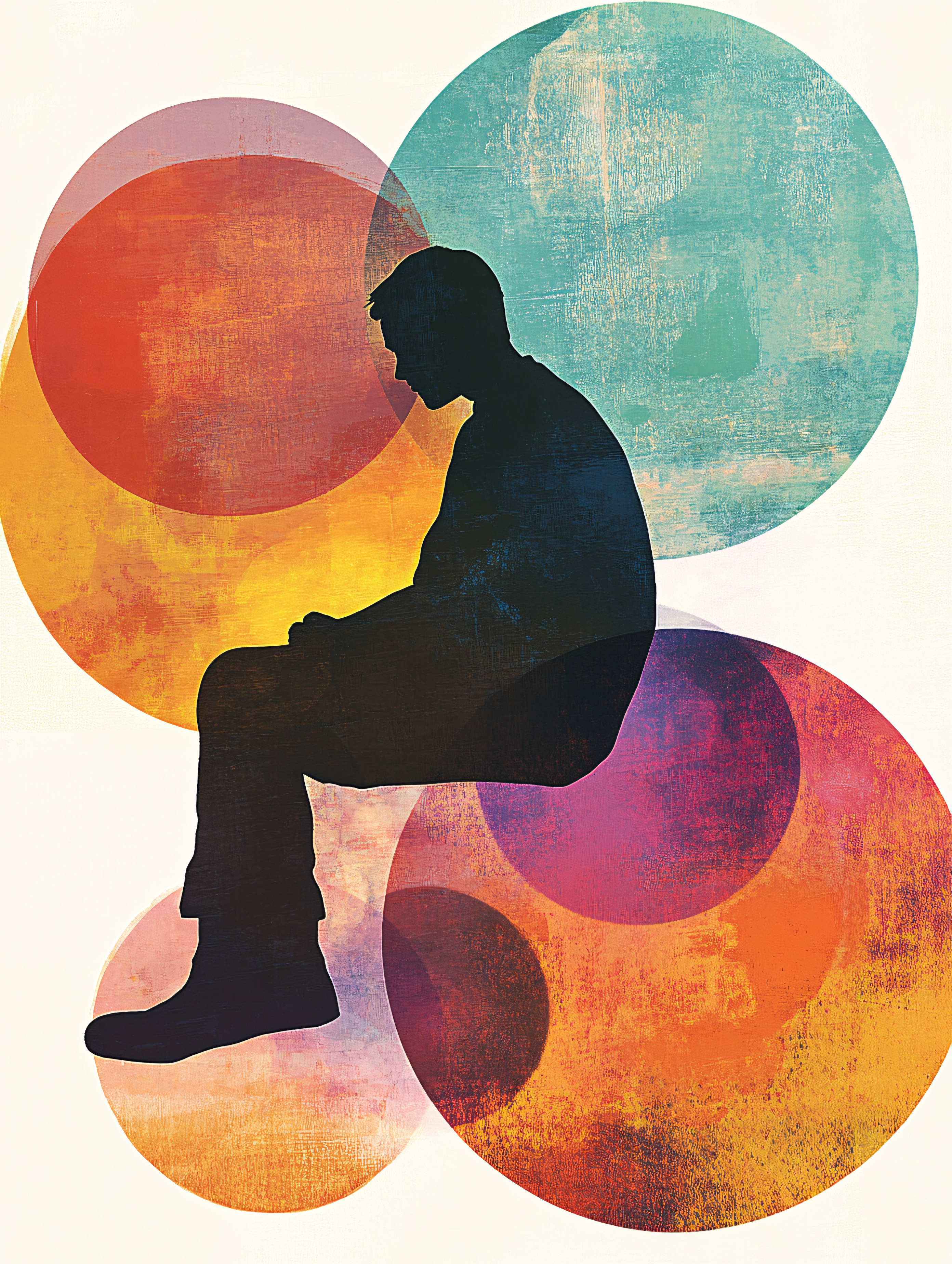 Silhouette of a Man Sitting in Contemplation