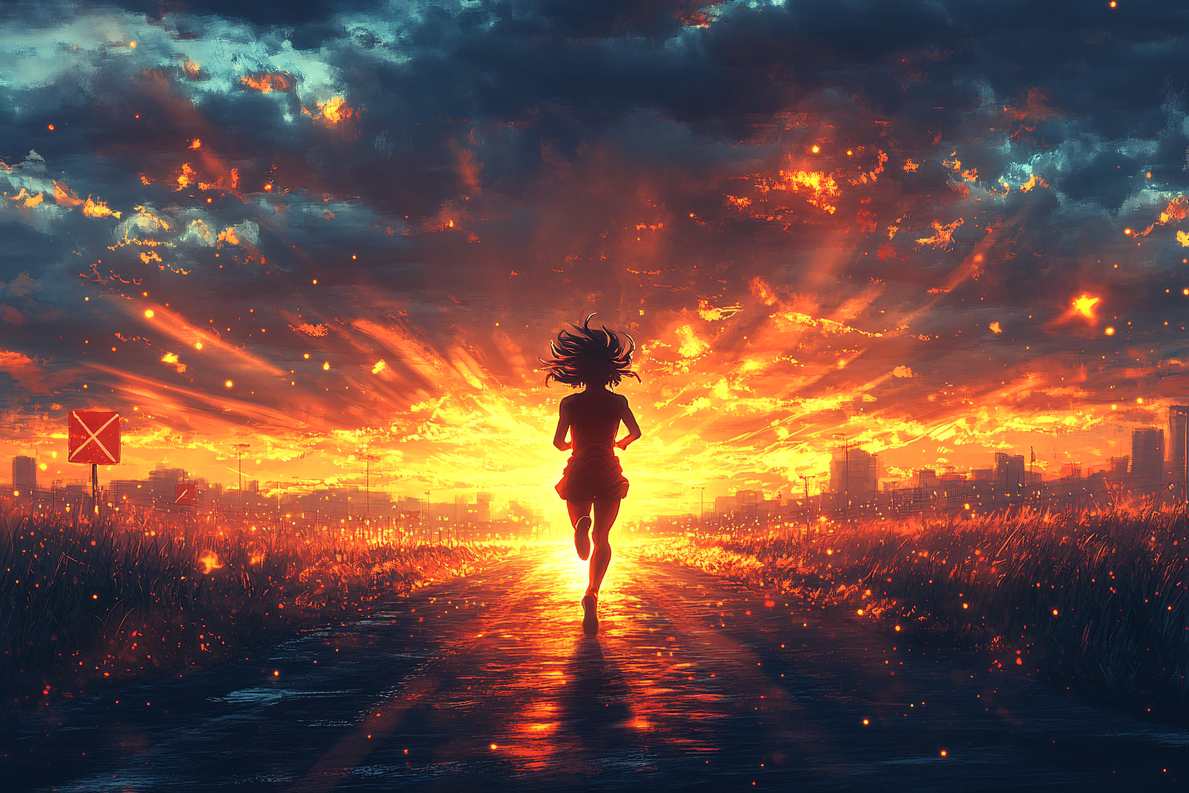 Silhouette of a Runner at Sunset