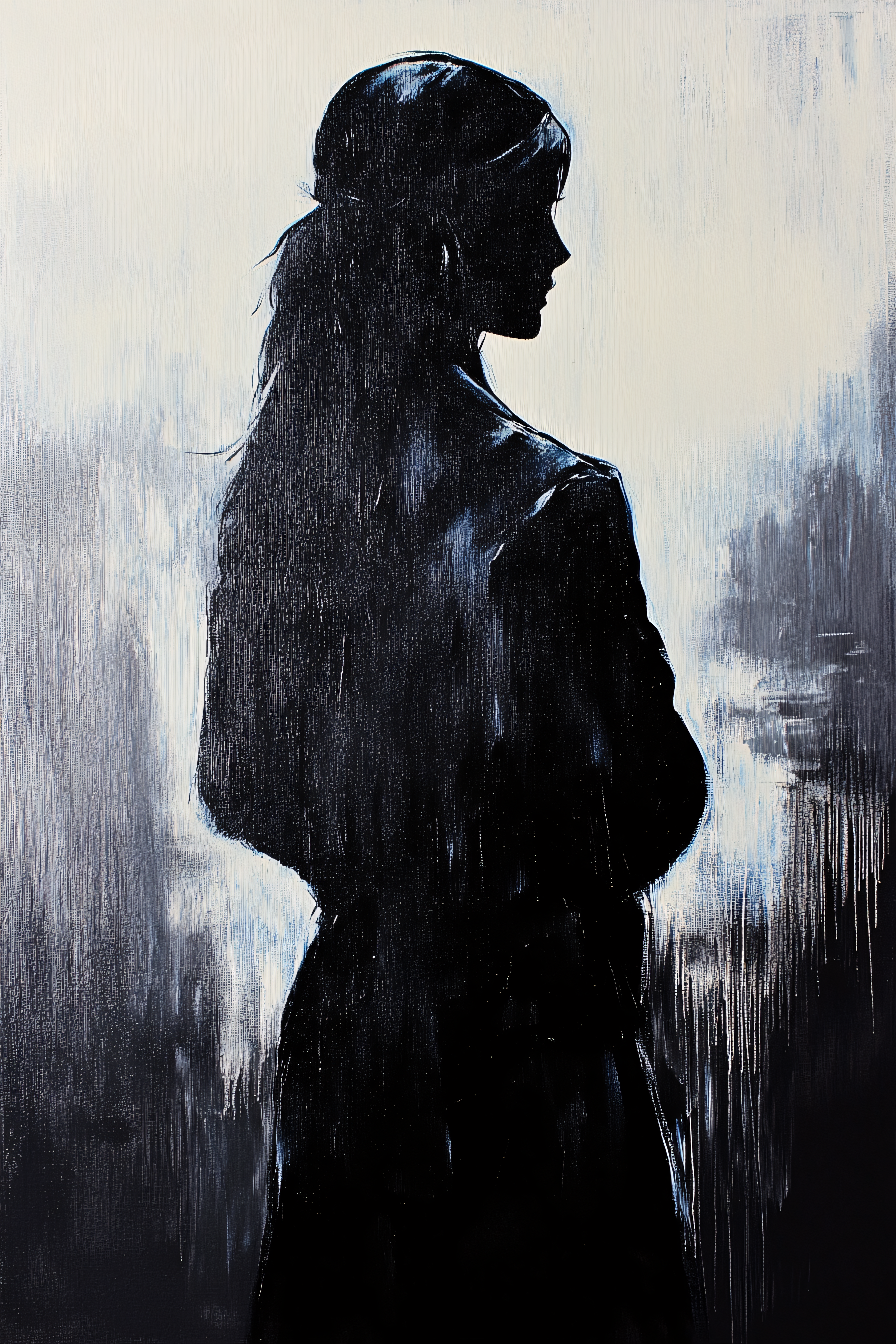 Silhouette Of Woman In Thought