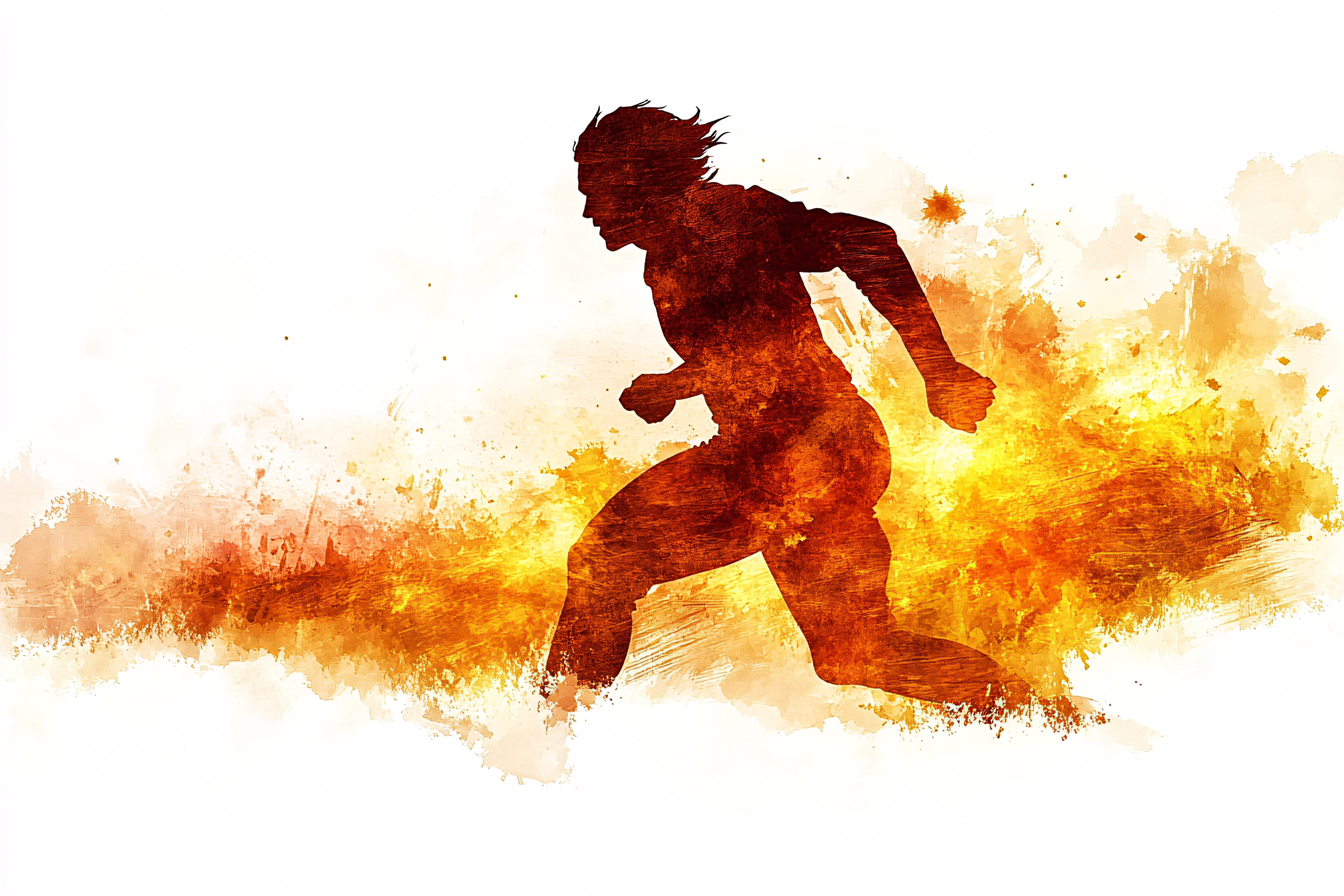 Silhouette Runner in Watercolor