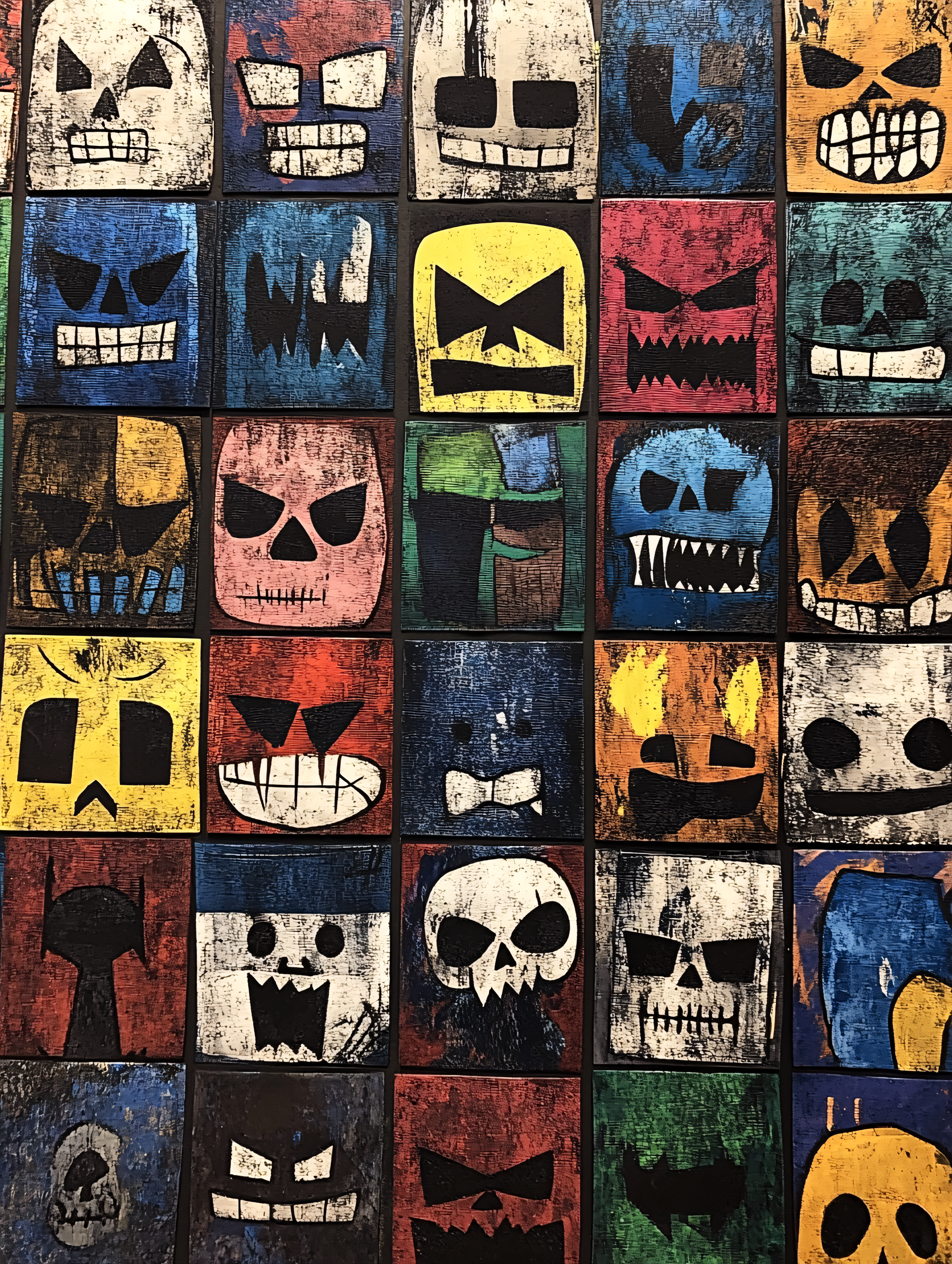 Skull Faces Grid
