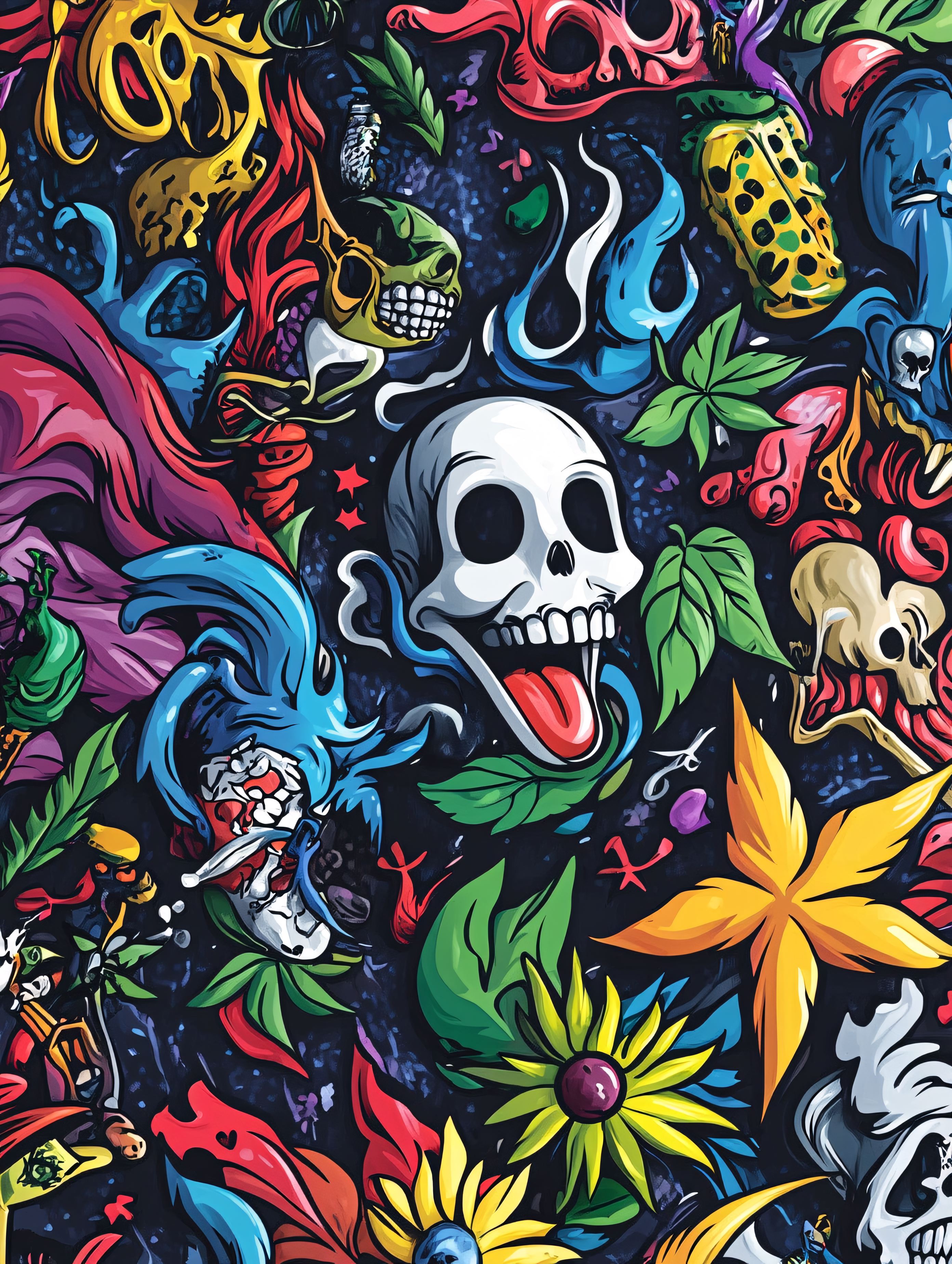 Skull Floral Chaos