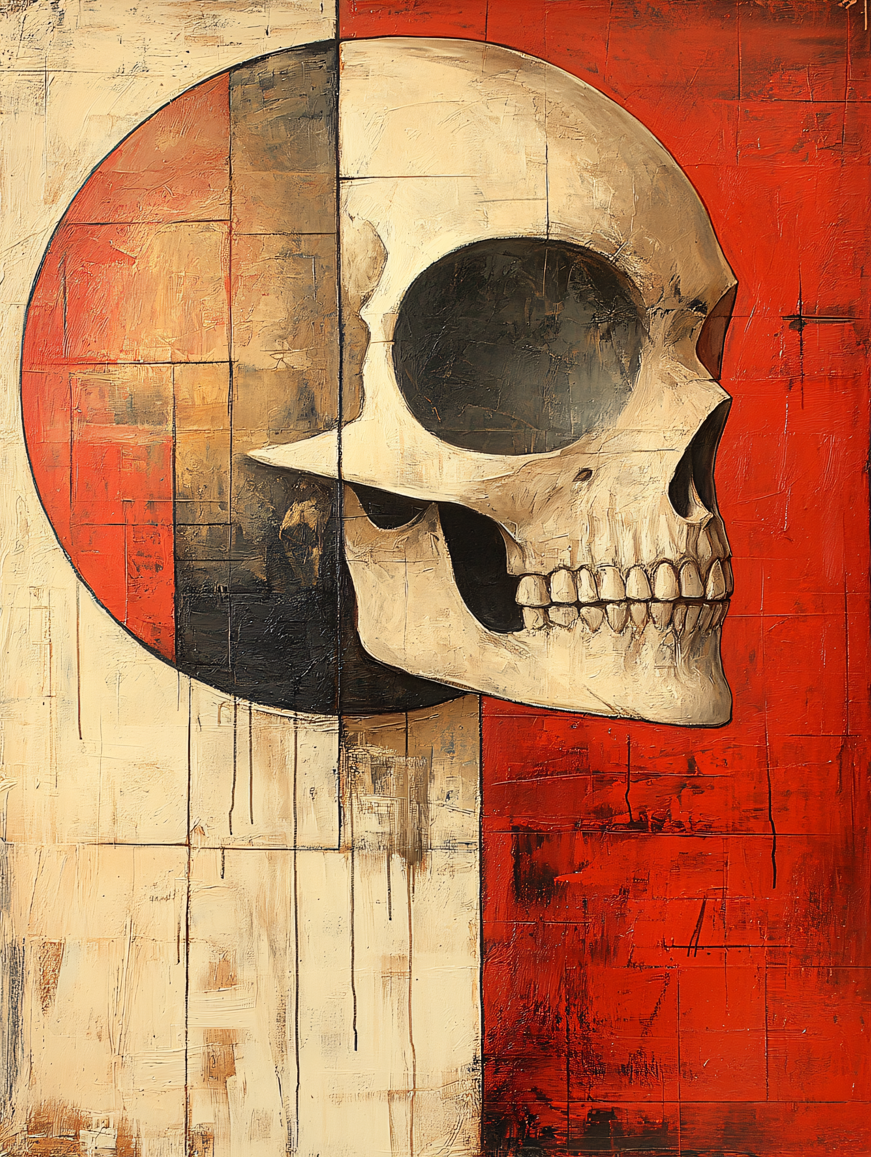Skull Profile On Geometric Background