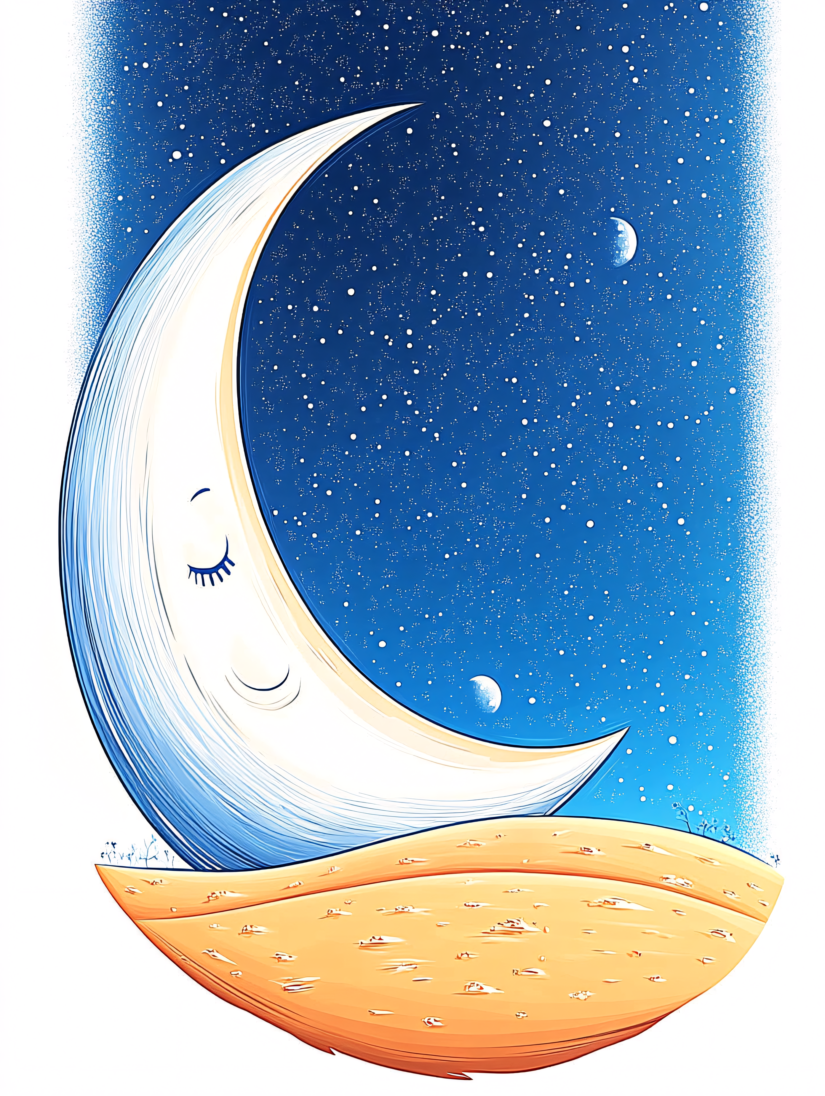 Sleeping Crescent Moon Night