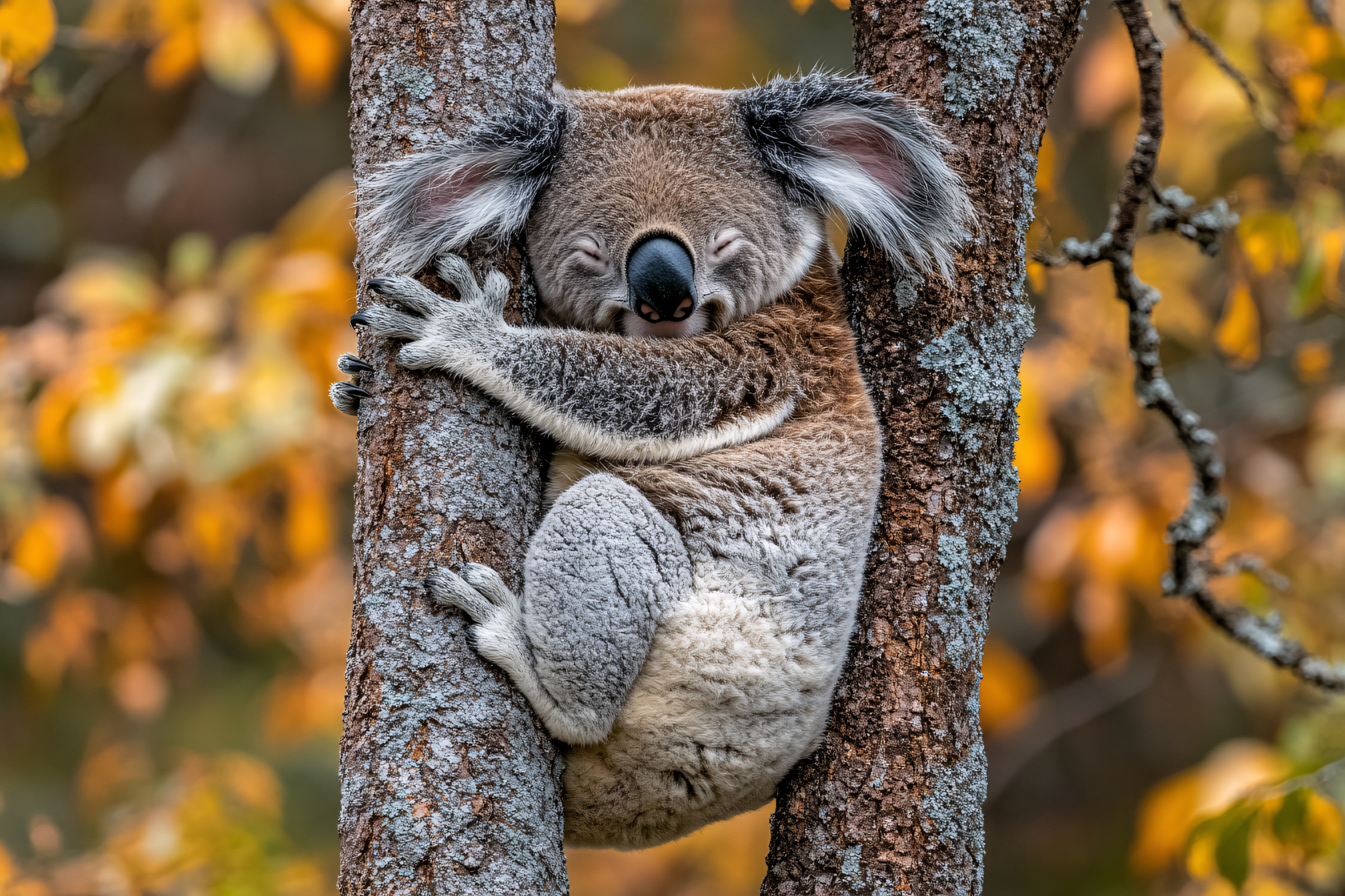 Sleeping Koala on Tree