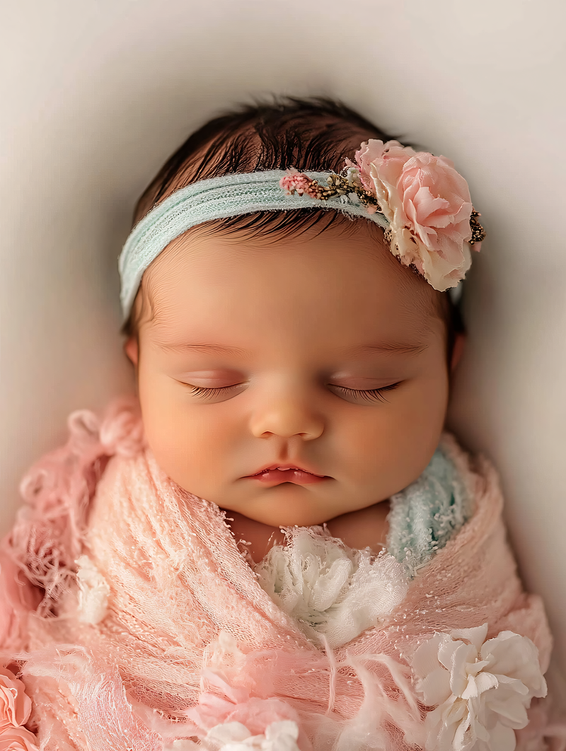 Sleepy Newborn Baby Girl