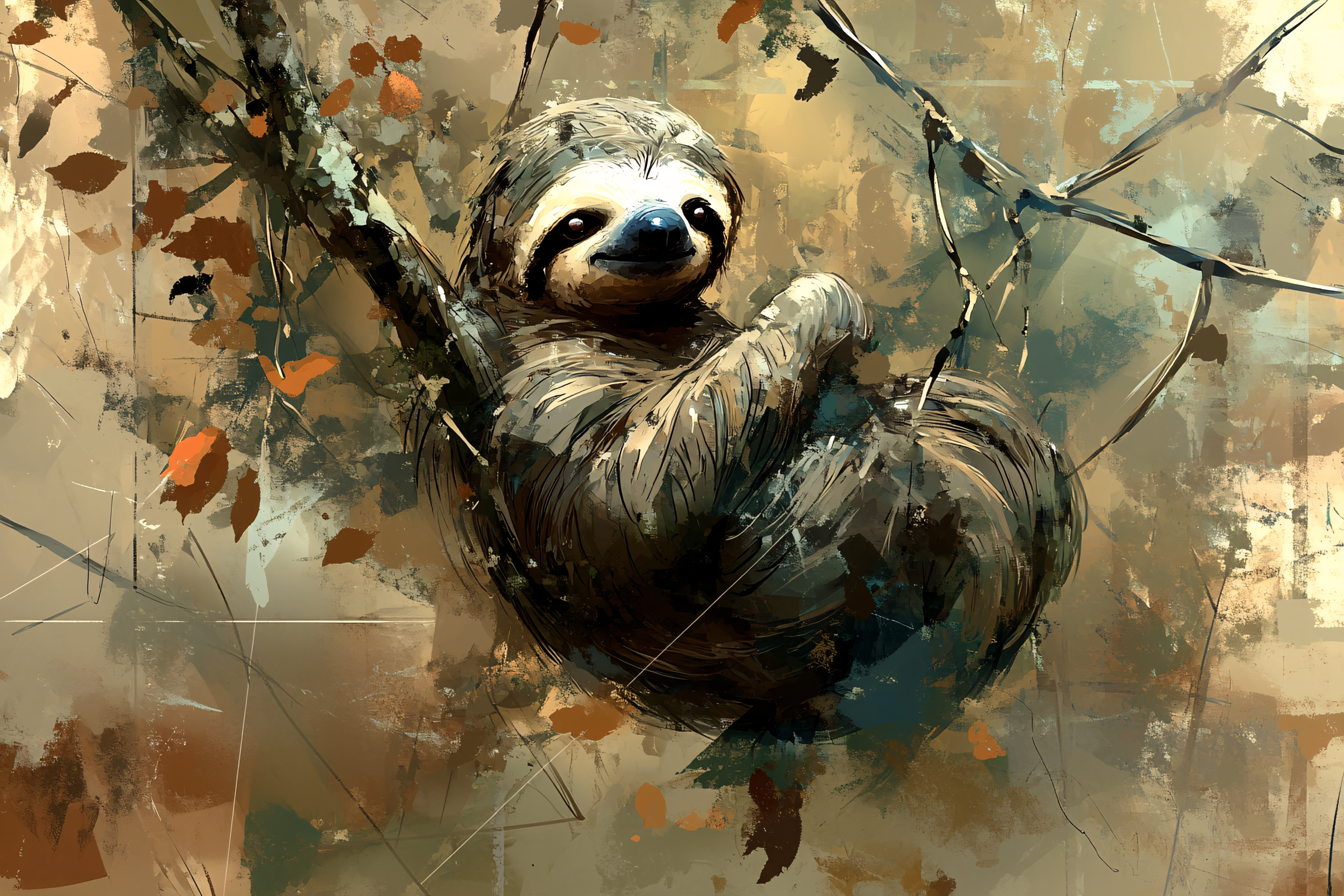 Sloth Hanging On Branch