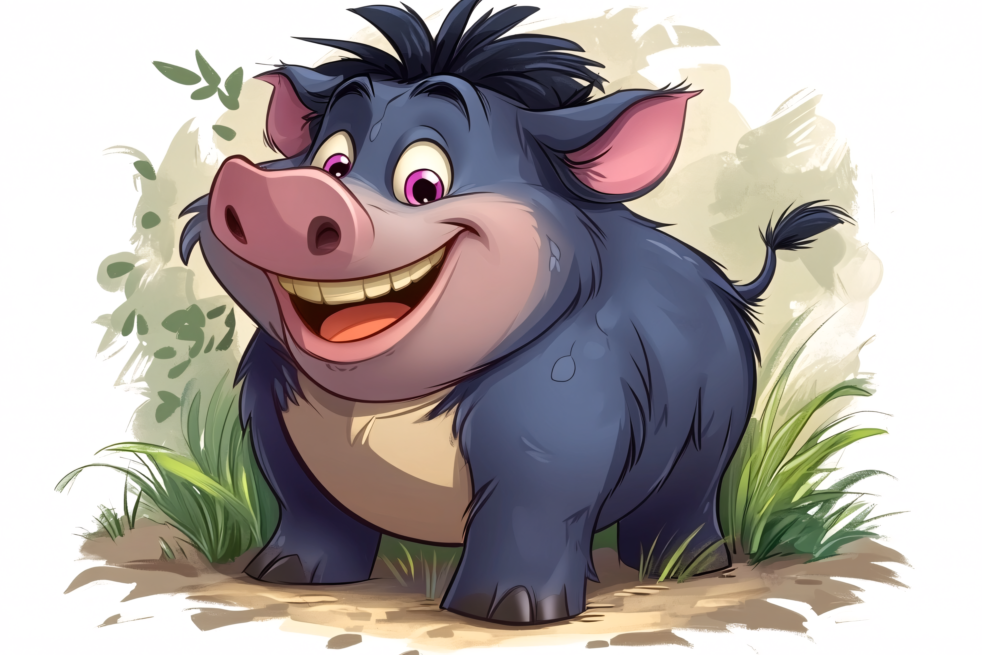 Smiling Boar Cartoon Character