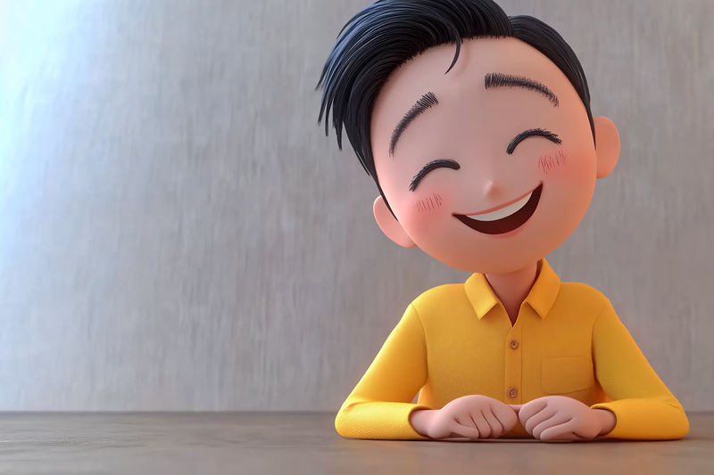 Smiling Boy Cartoon Character