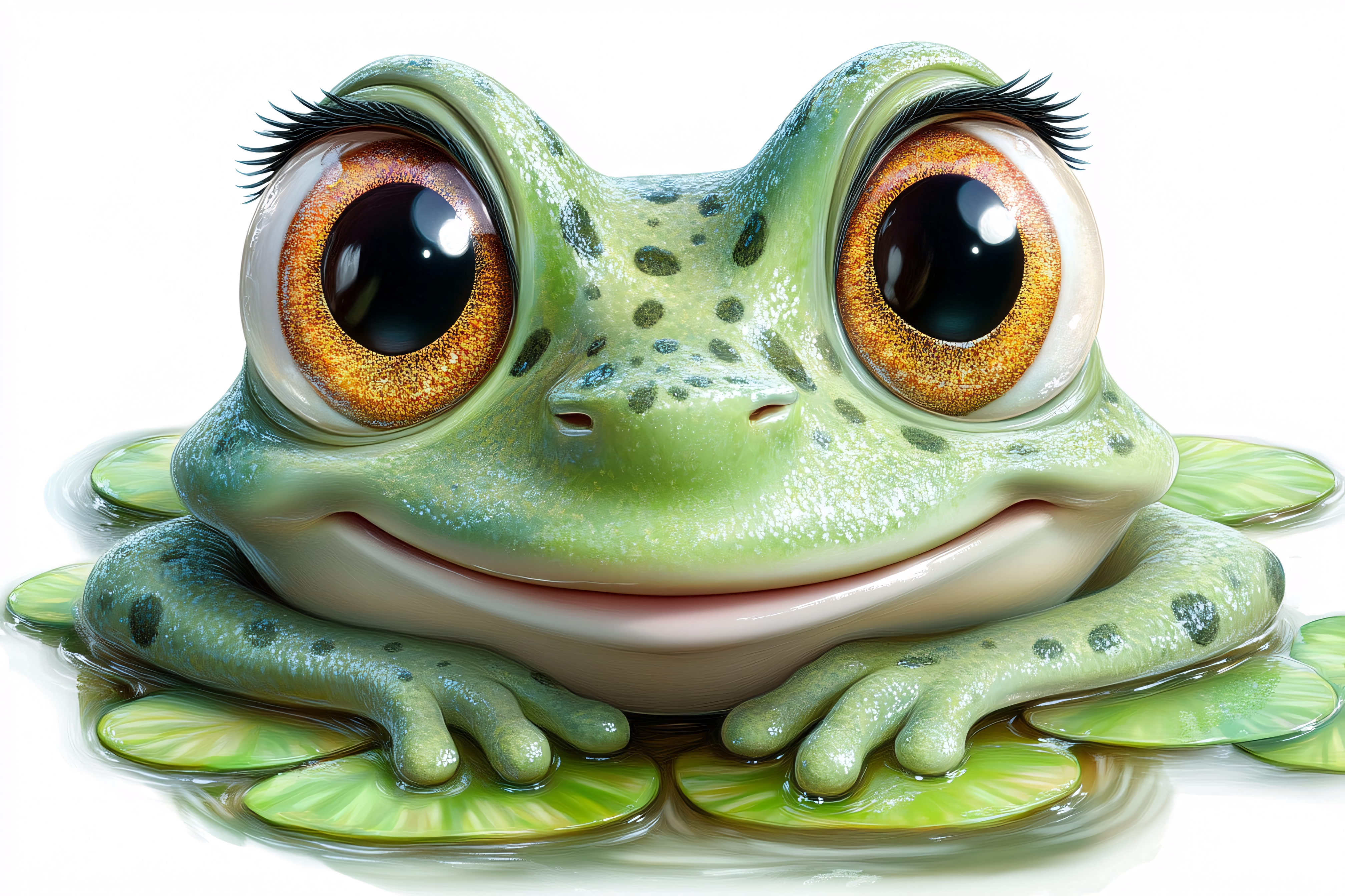 Smiling Cartoon Frog with Big Eyes