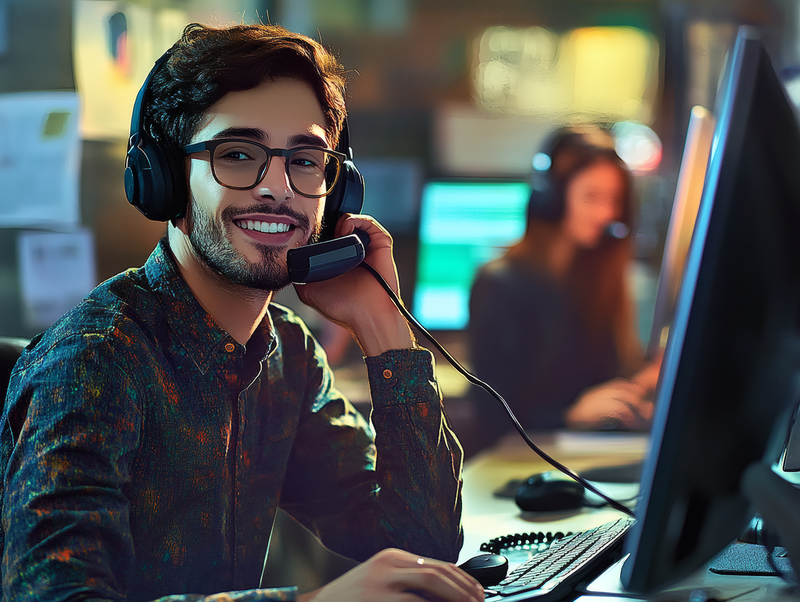 Smiling Customer Service Representative with Headset