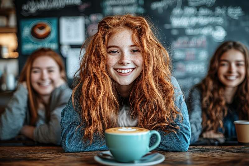 Smiling Friends Enjoying Coffee