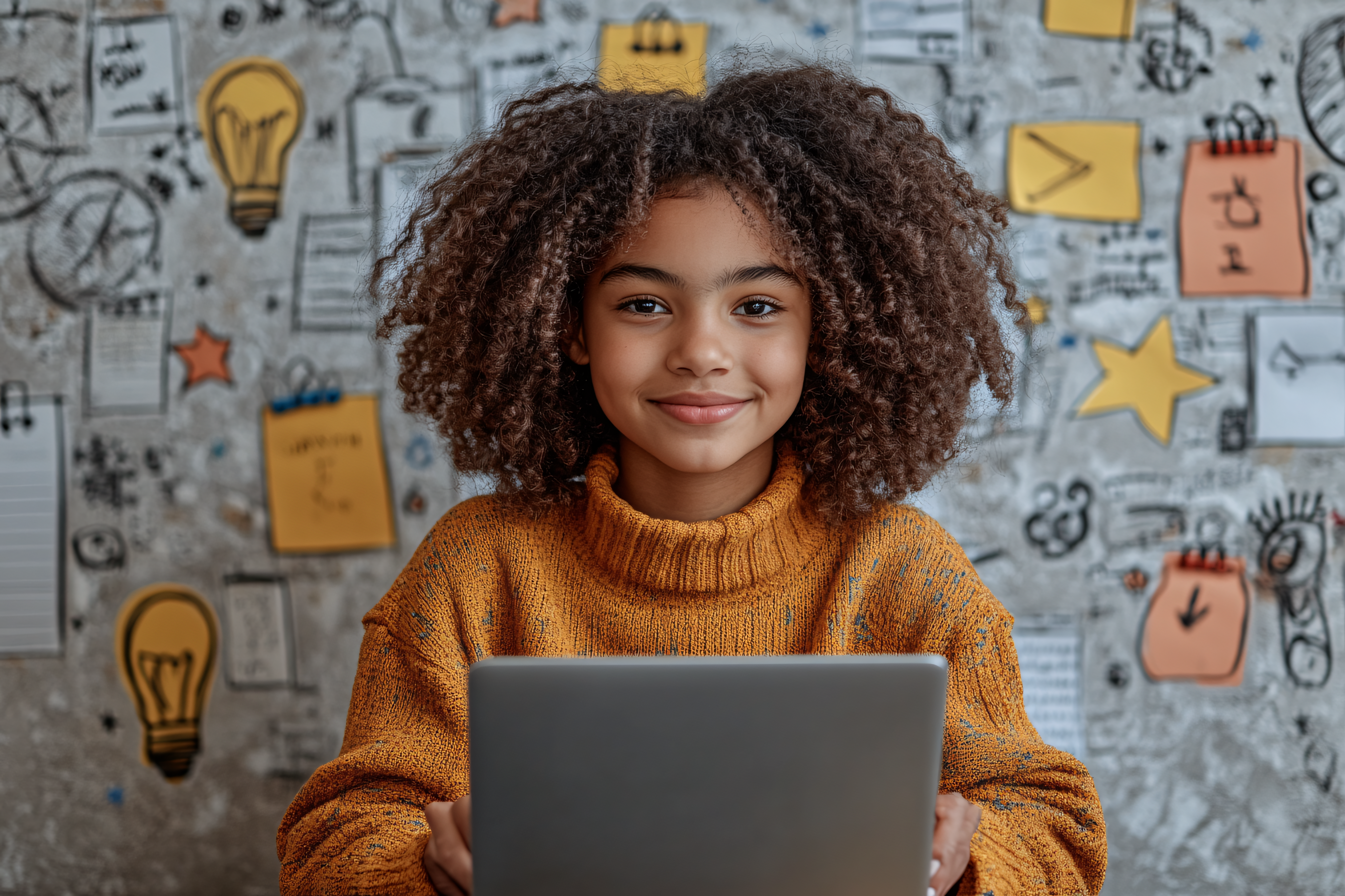 Smiling Girl with Laptop