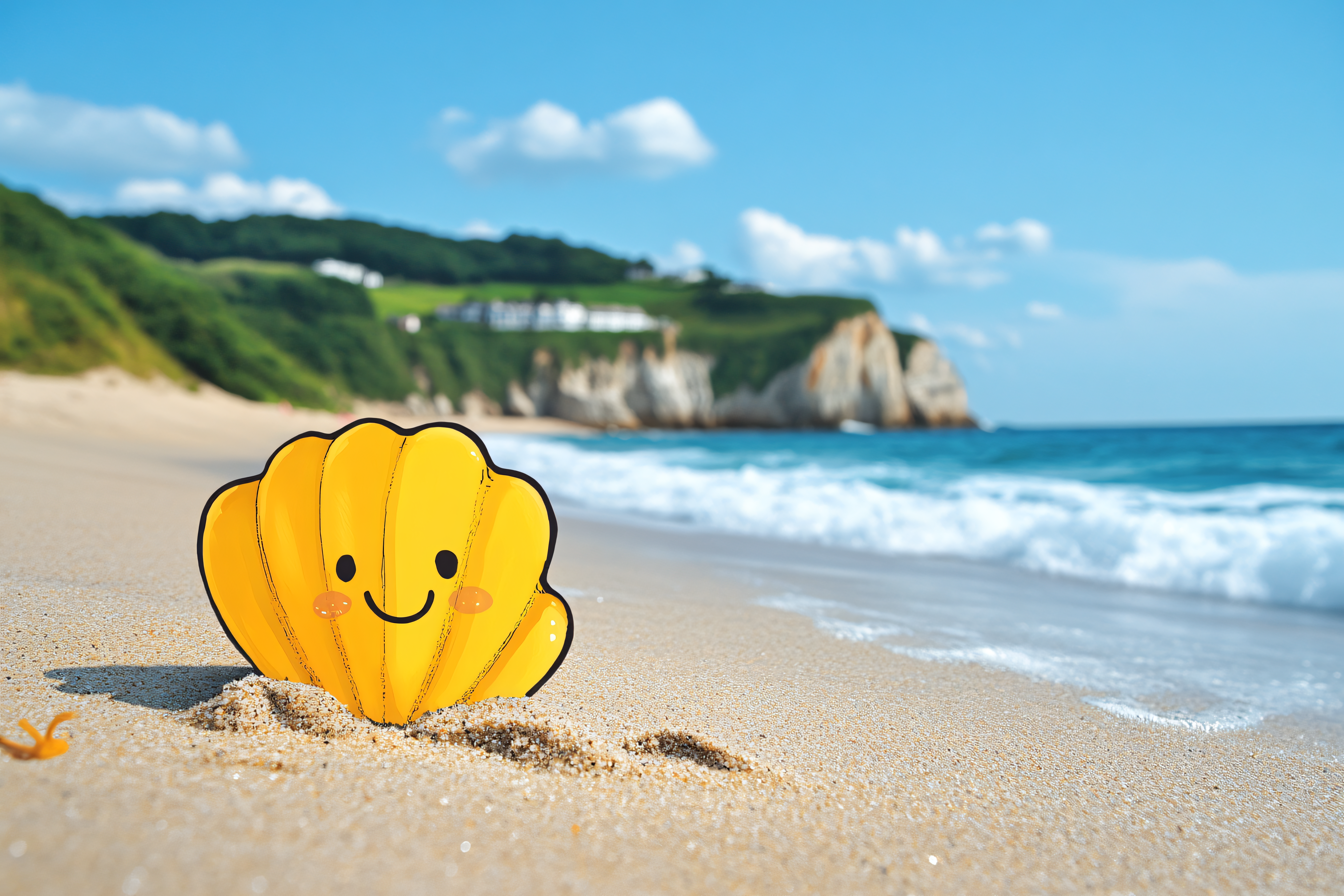 Smiling Seashell On Beach