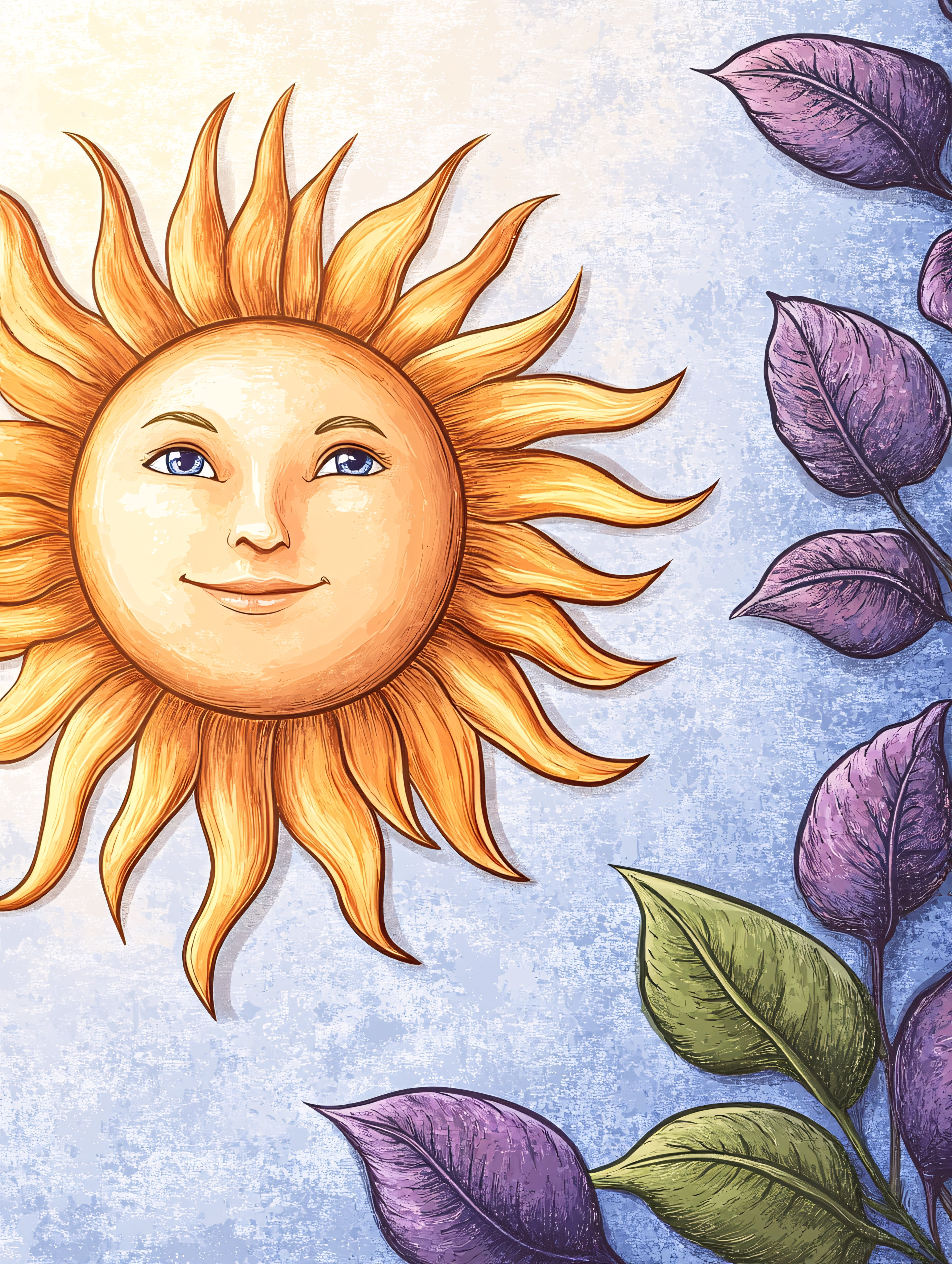 Smiling Sun And Leaves