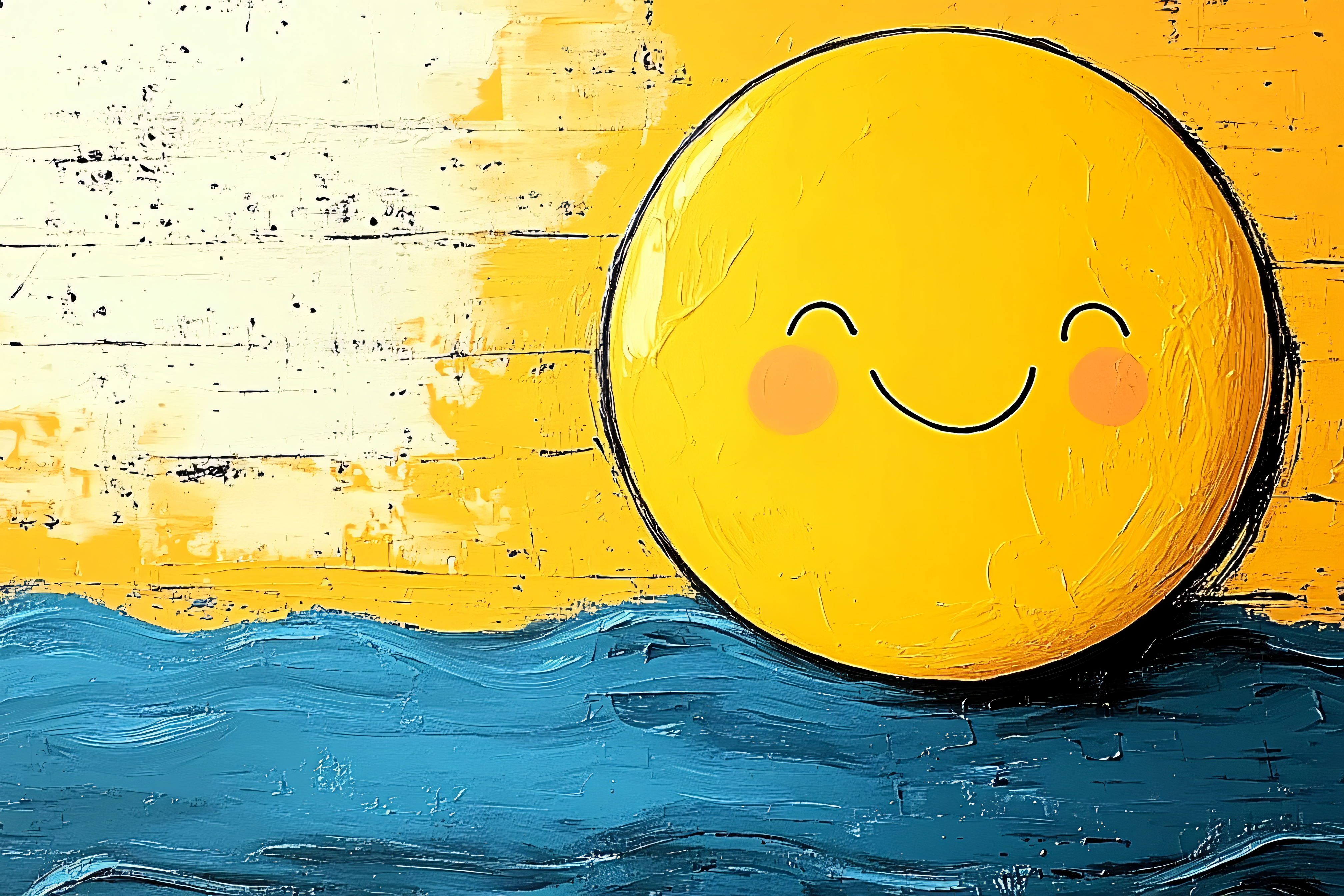 Smiling Sun Over Blue Waves
