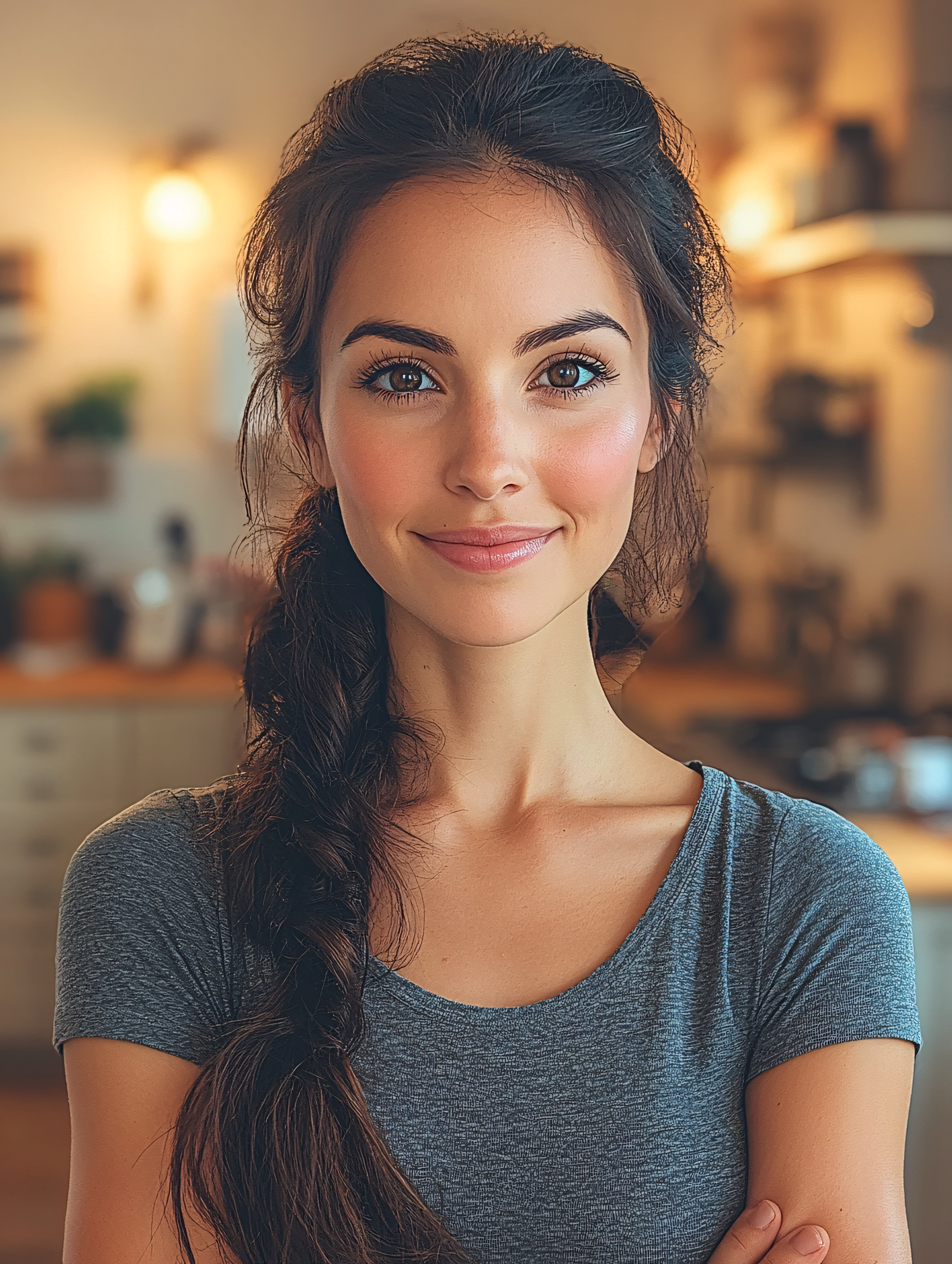 Smiling Woman Portrait With Braid