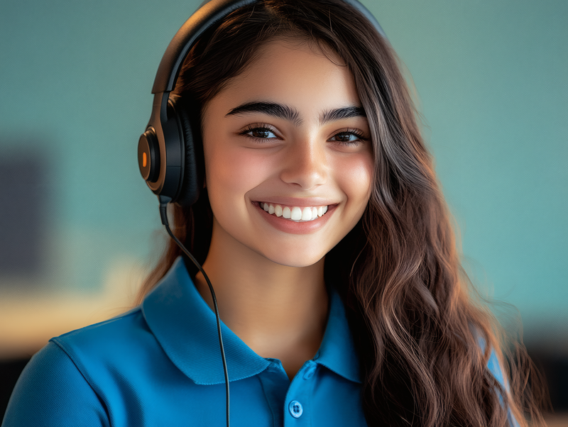 Smiling Woman With Headphones