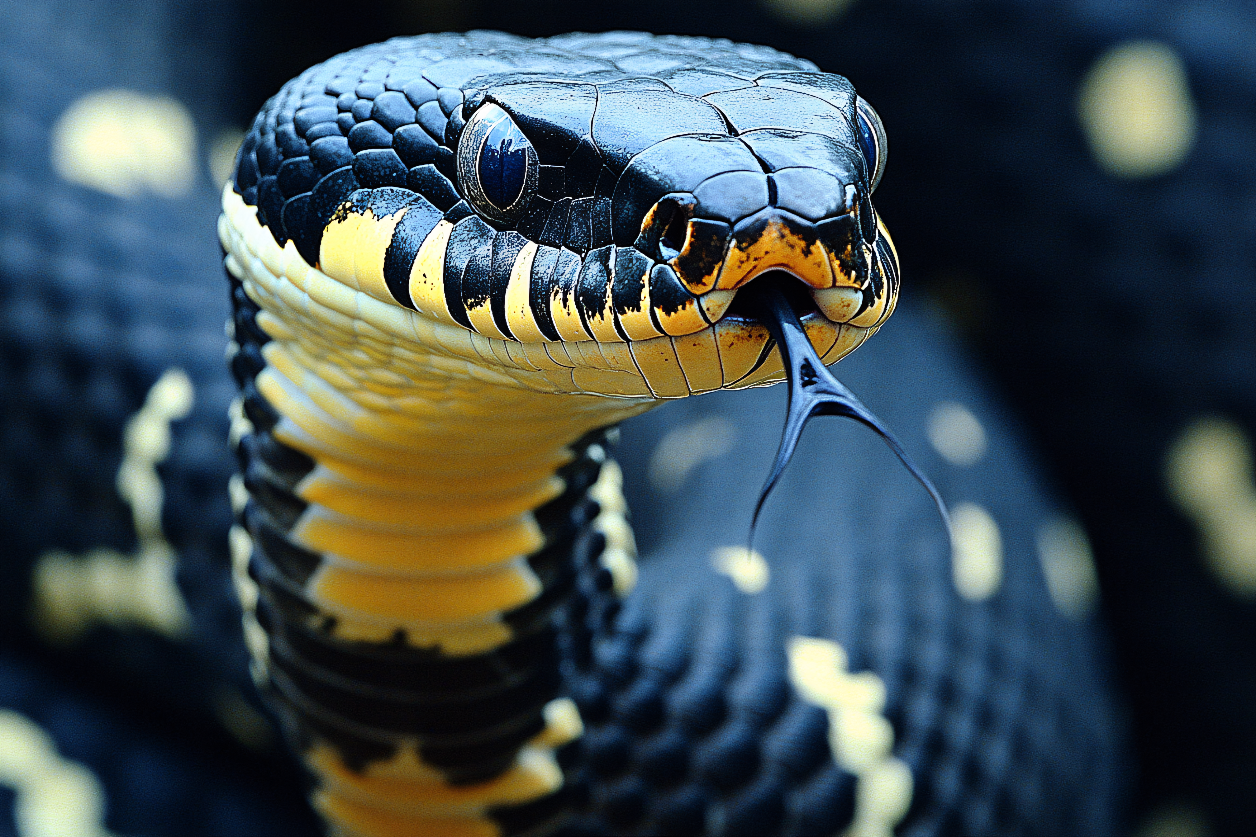 Snake Head with Forked Tongue