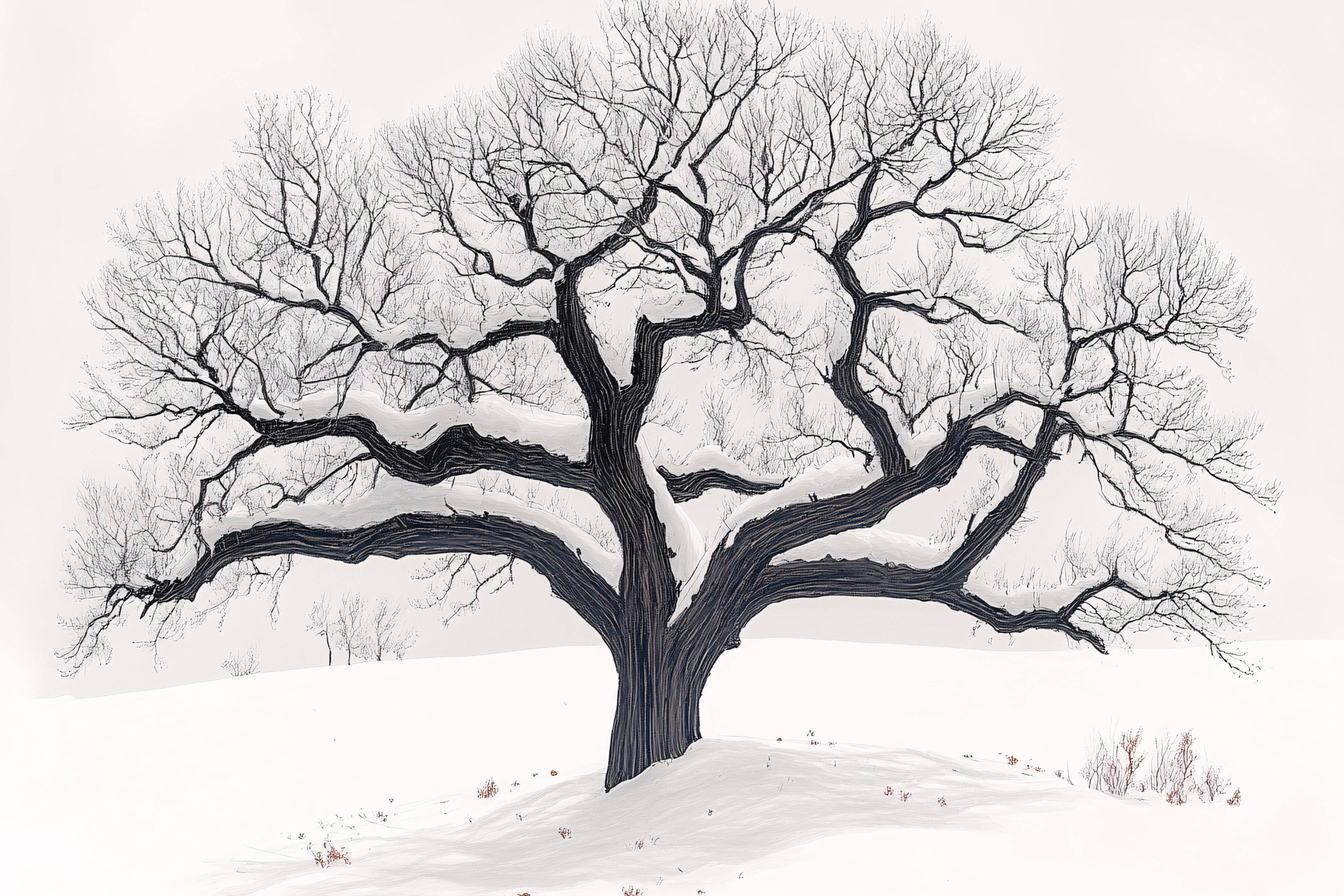 Snow Covered Tree Silhouette