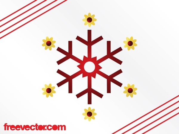 Snowflake With Flowers Free Vector