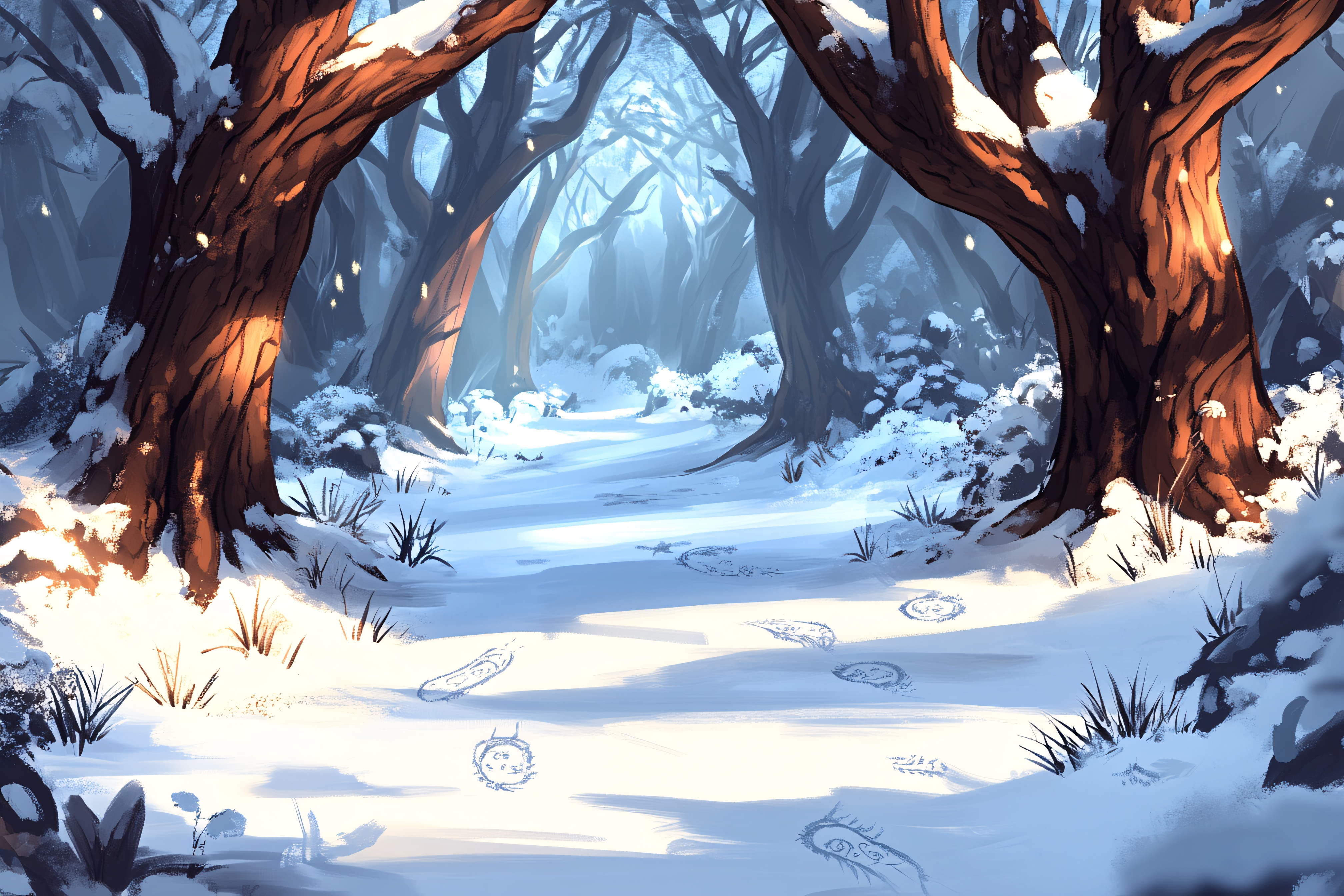 Snowy Forest Path