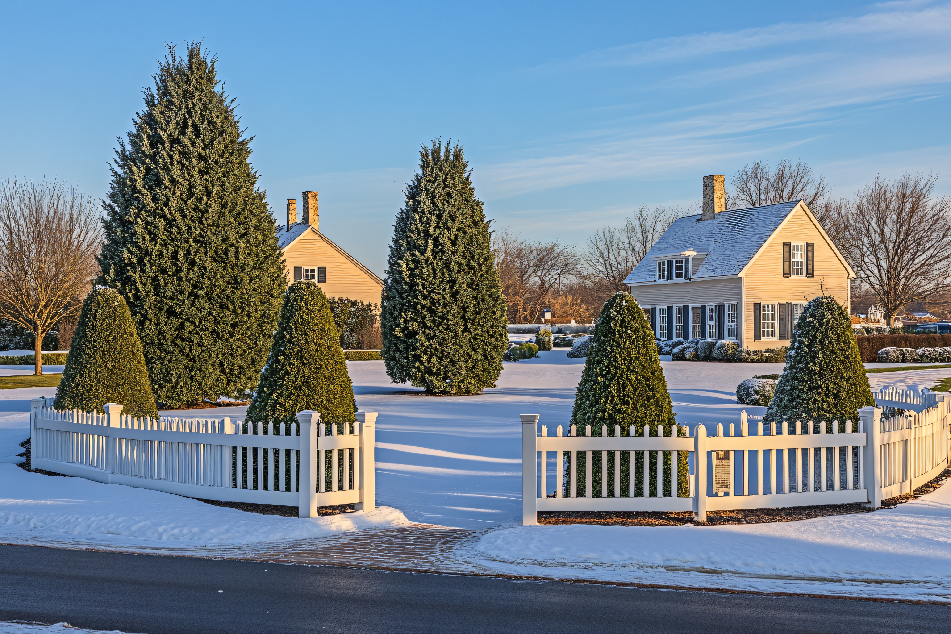 Snowy Houses Winter Scene