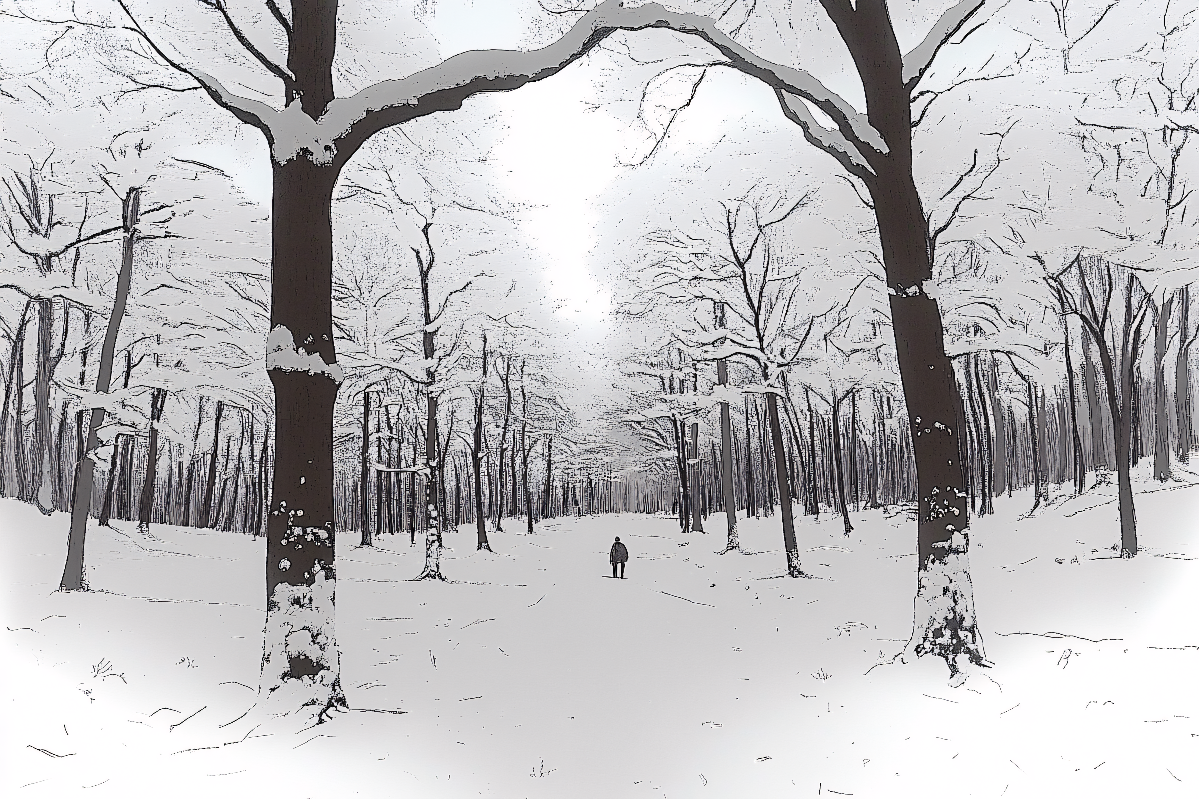 Snowy Path Through Woods