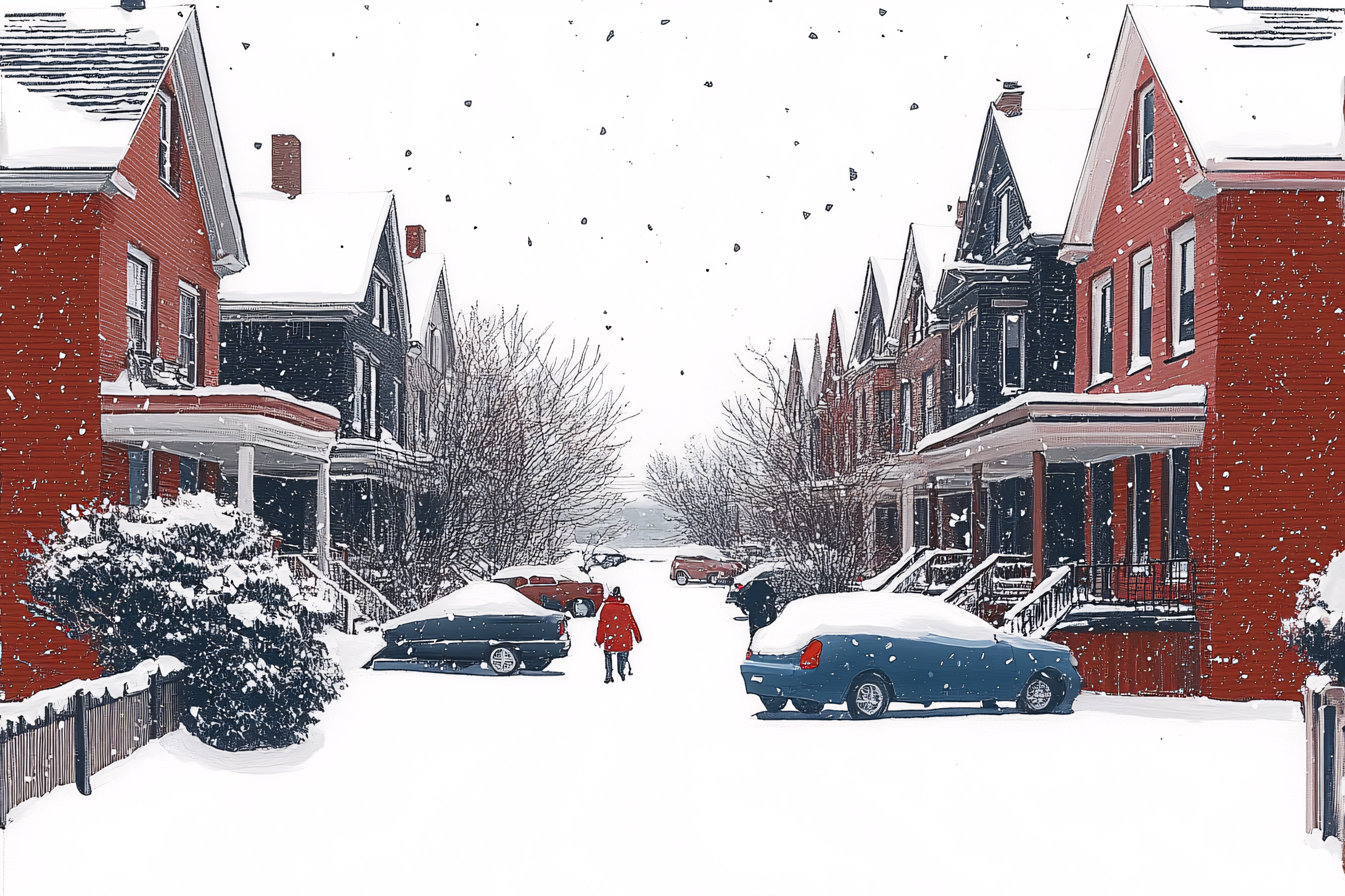 Snowy Street in Winter